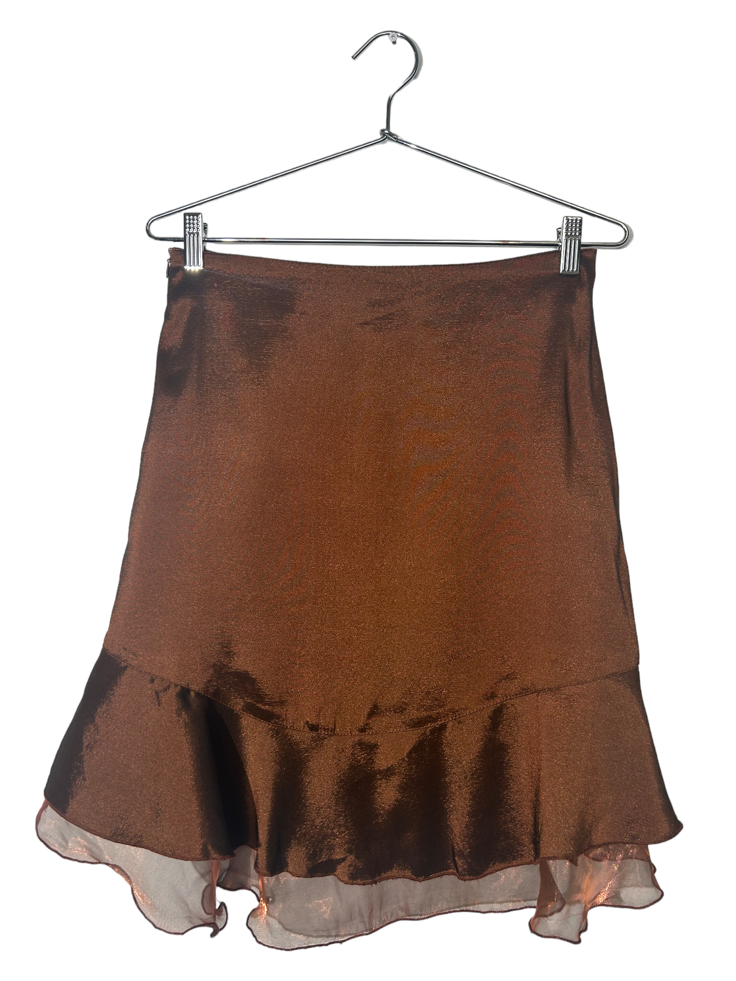 Brown Iridescent Floral Mesh Skirt