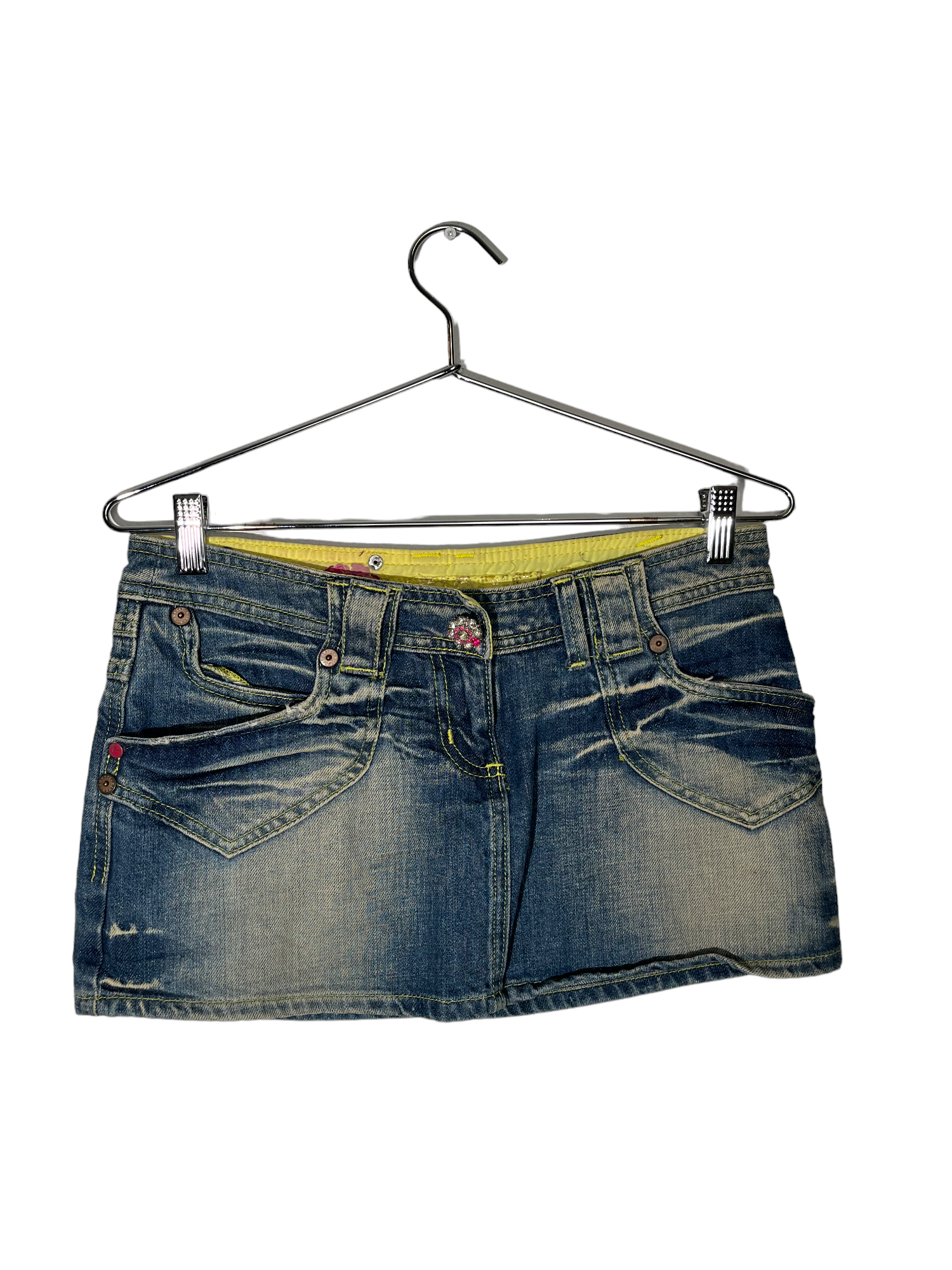 Denim Mini Skirt Flower Button