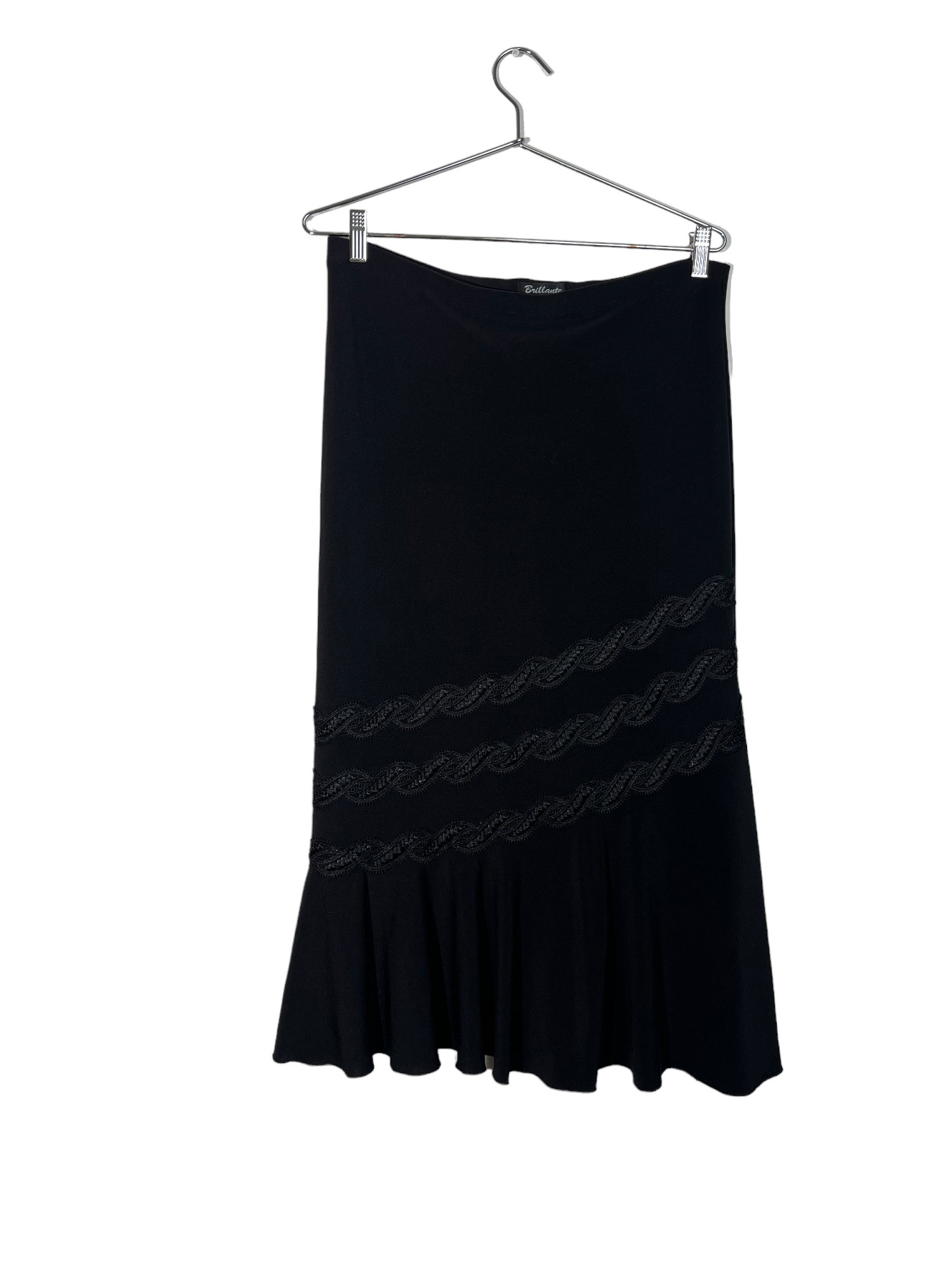 Black Asymmetric Flare Maxi Skirt