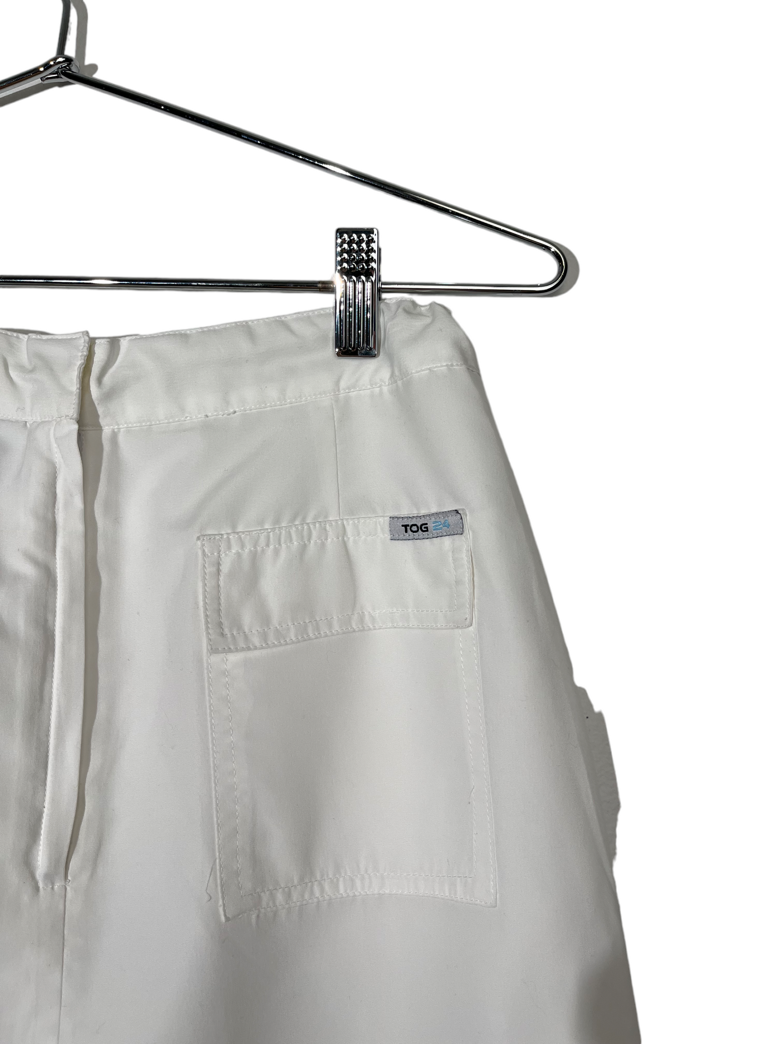 White Midi Pockets Skirt