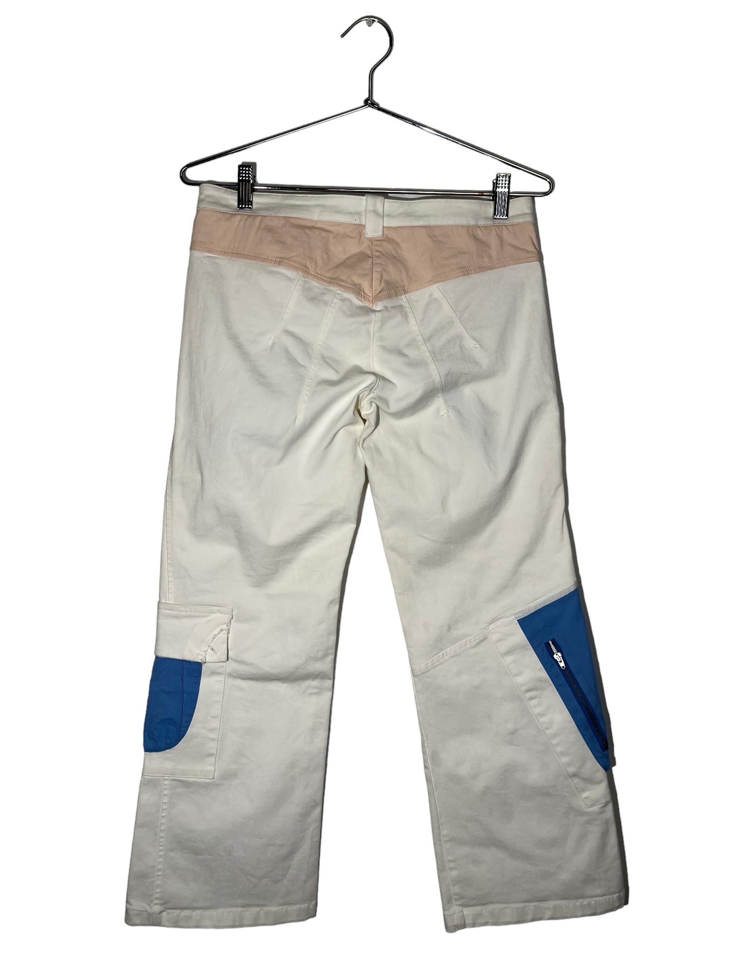 White Patchwork Utilitarian Capris