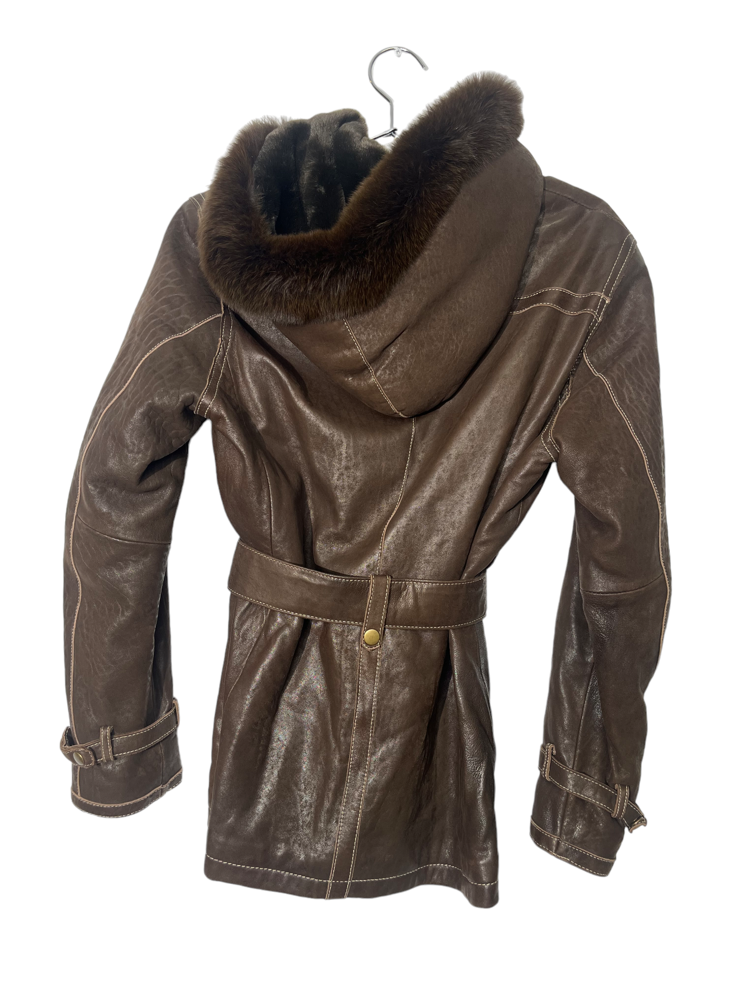 Brown Leather Jacket Fur Collar