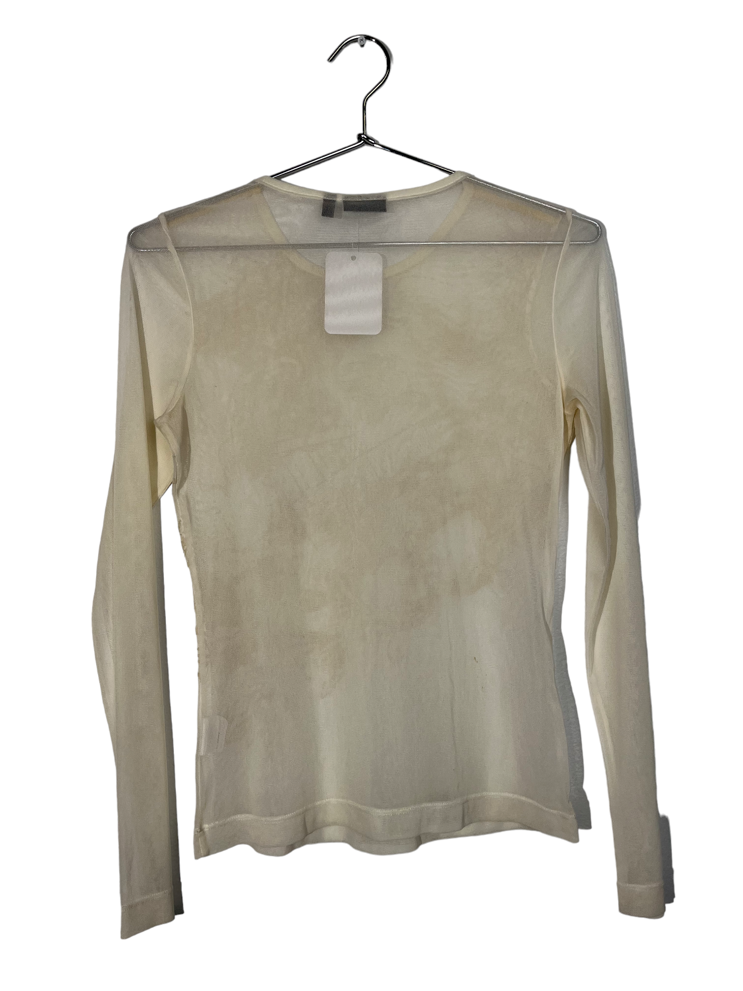 MGXX Cream Sheer Long Sleeve Top