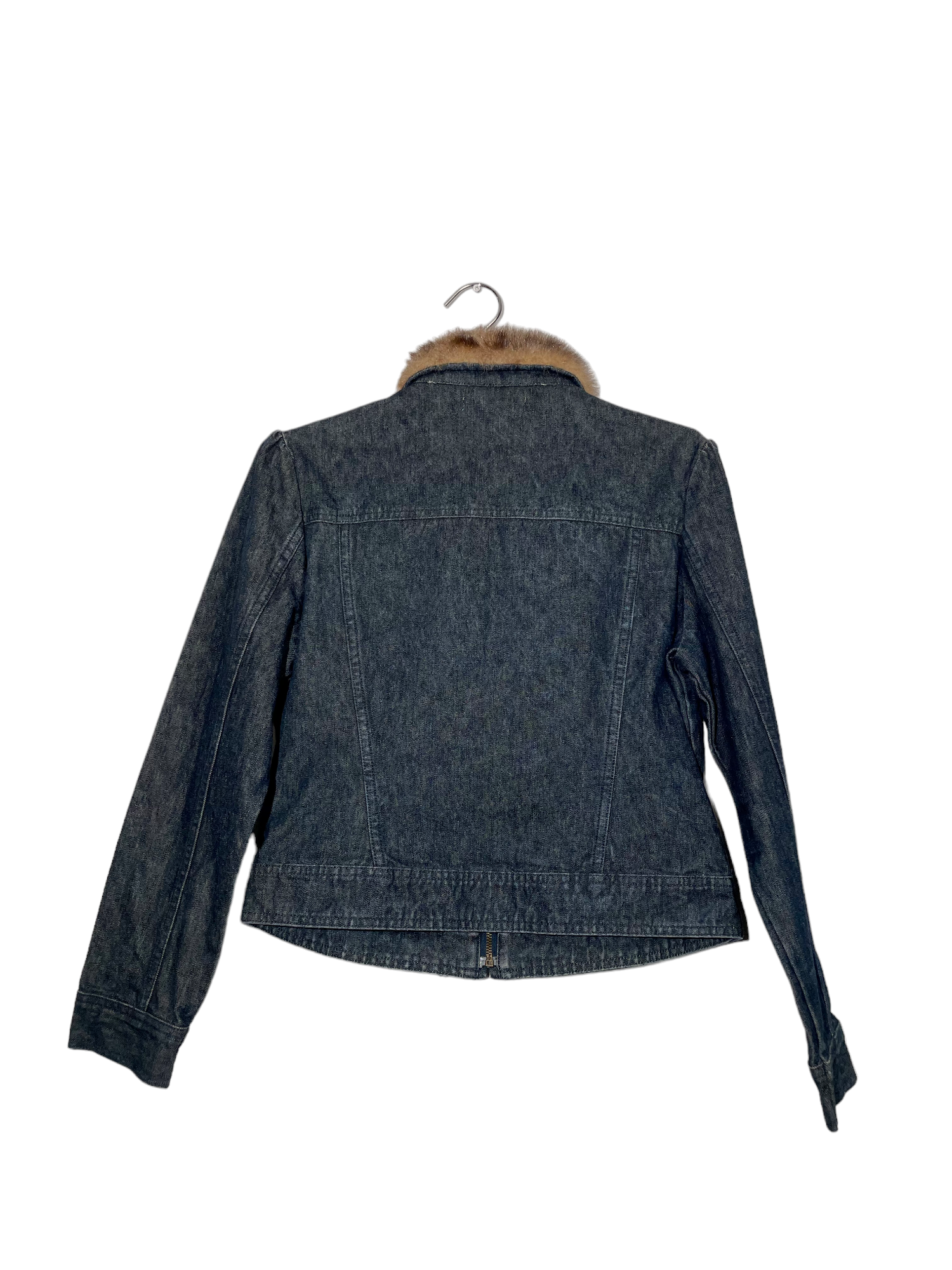 Y2K Dark Washed Denim Faux Fur Jacket