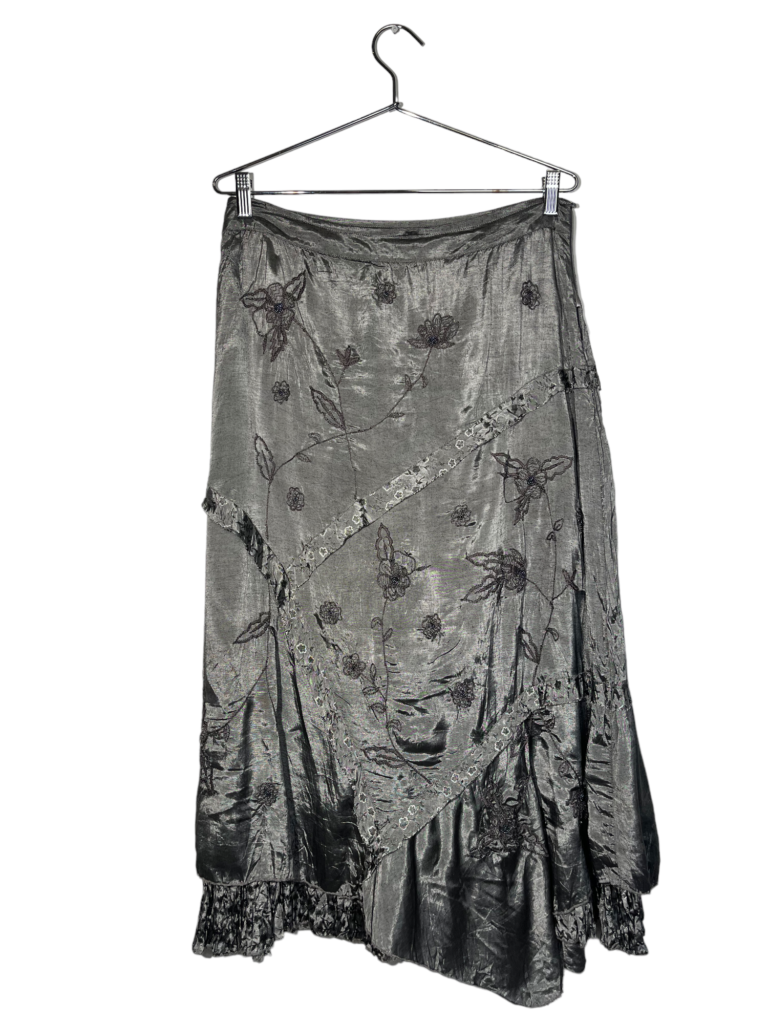 Crinkle Gray Per Una Floral Maxi Skirt