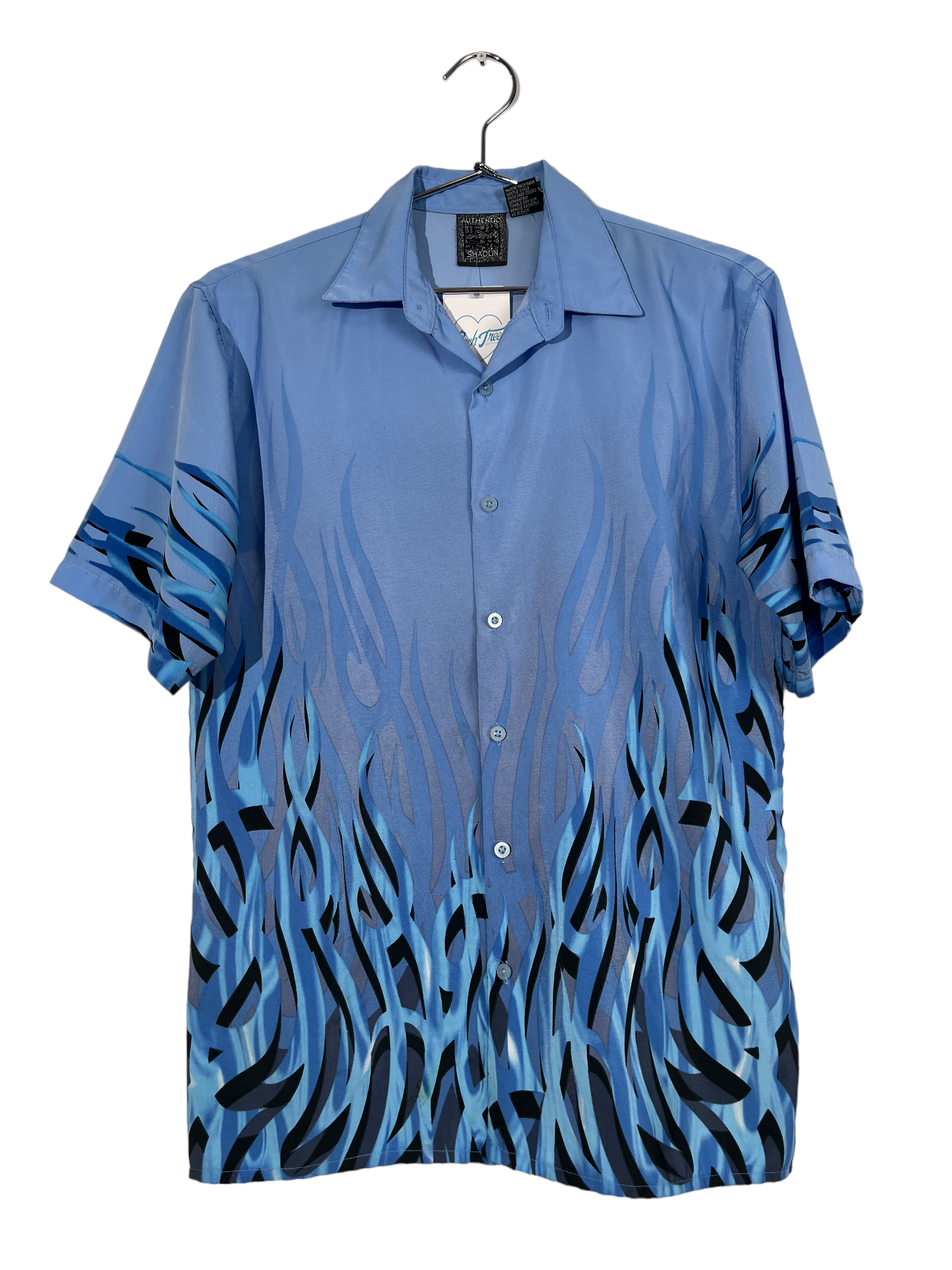 Blue Flames Short Sleeve Button Down Shirt