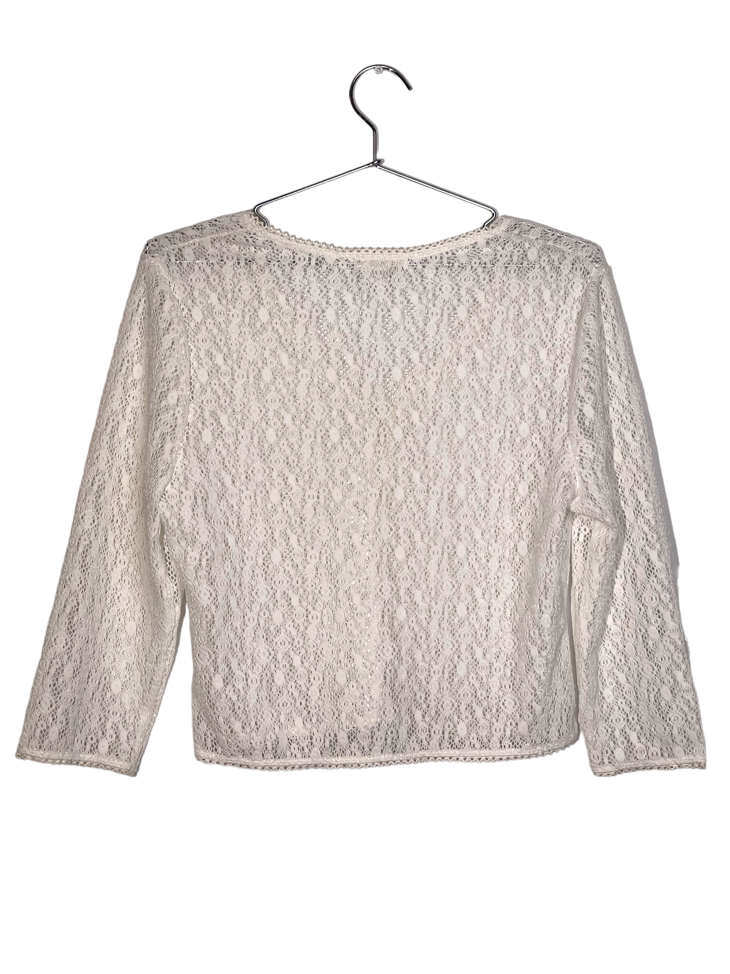 Cato White Mesh Pearl Cardigan