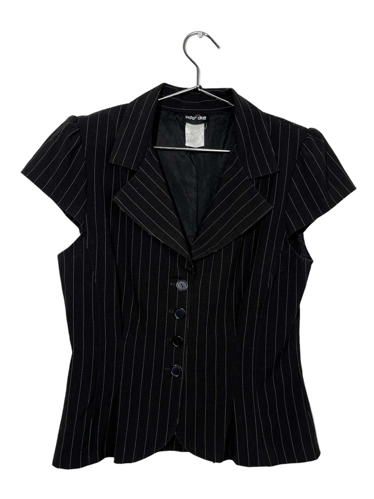 Black Short Sleeved Blazer Top