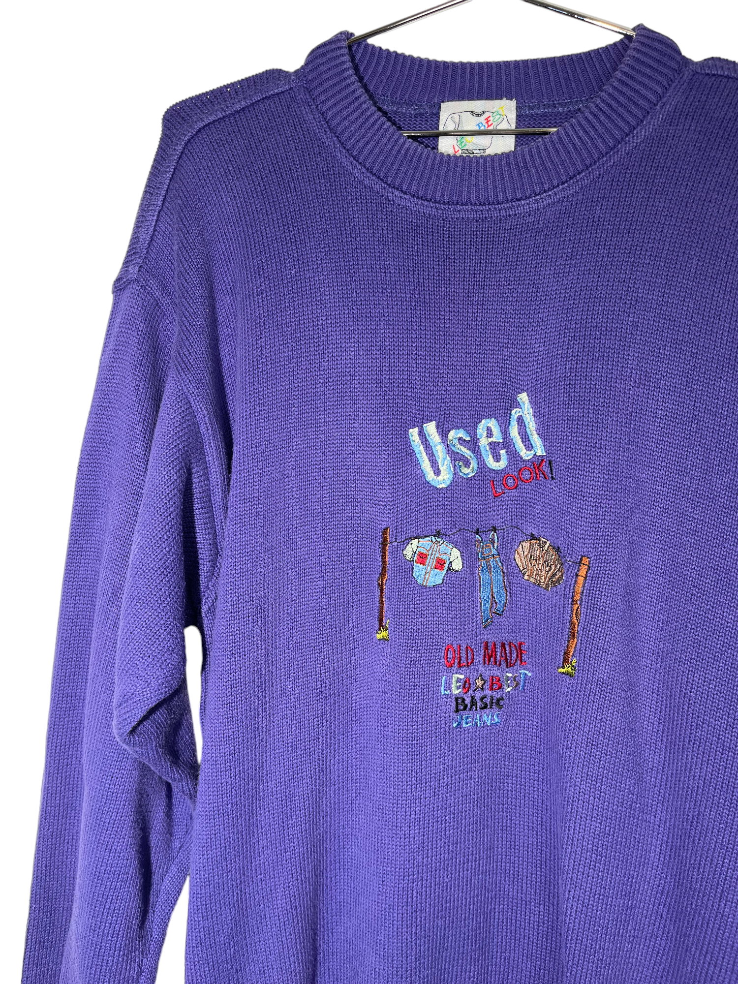 Leo Best Knitwear Purple Crewneck Sweater