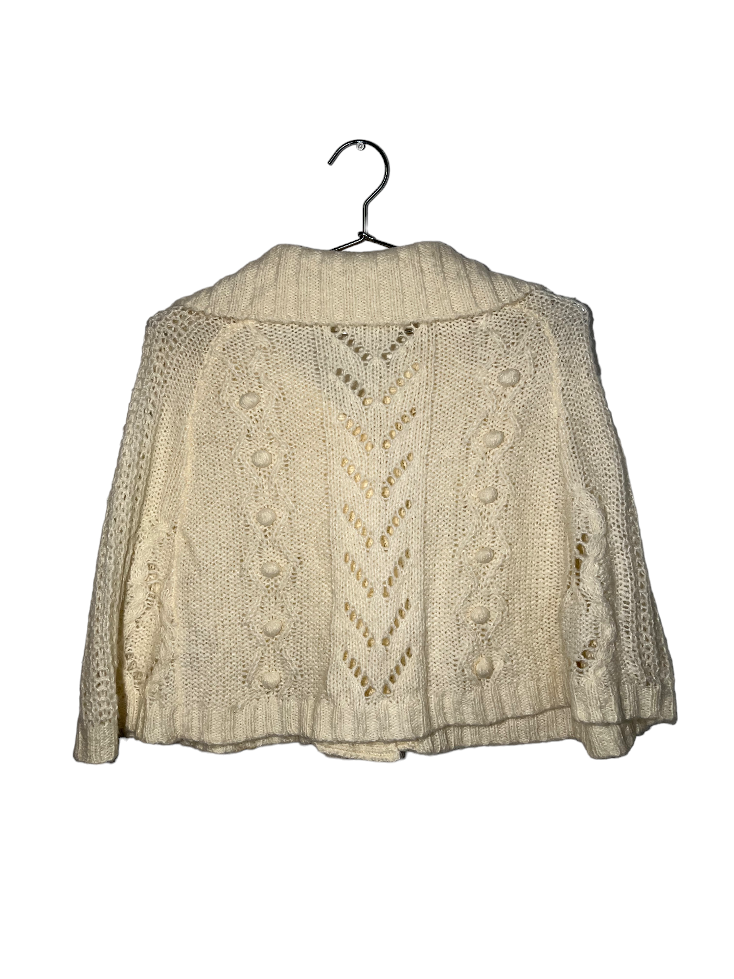 Nude Crochet Buttoned Poncho