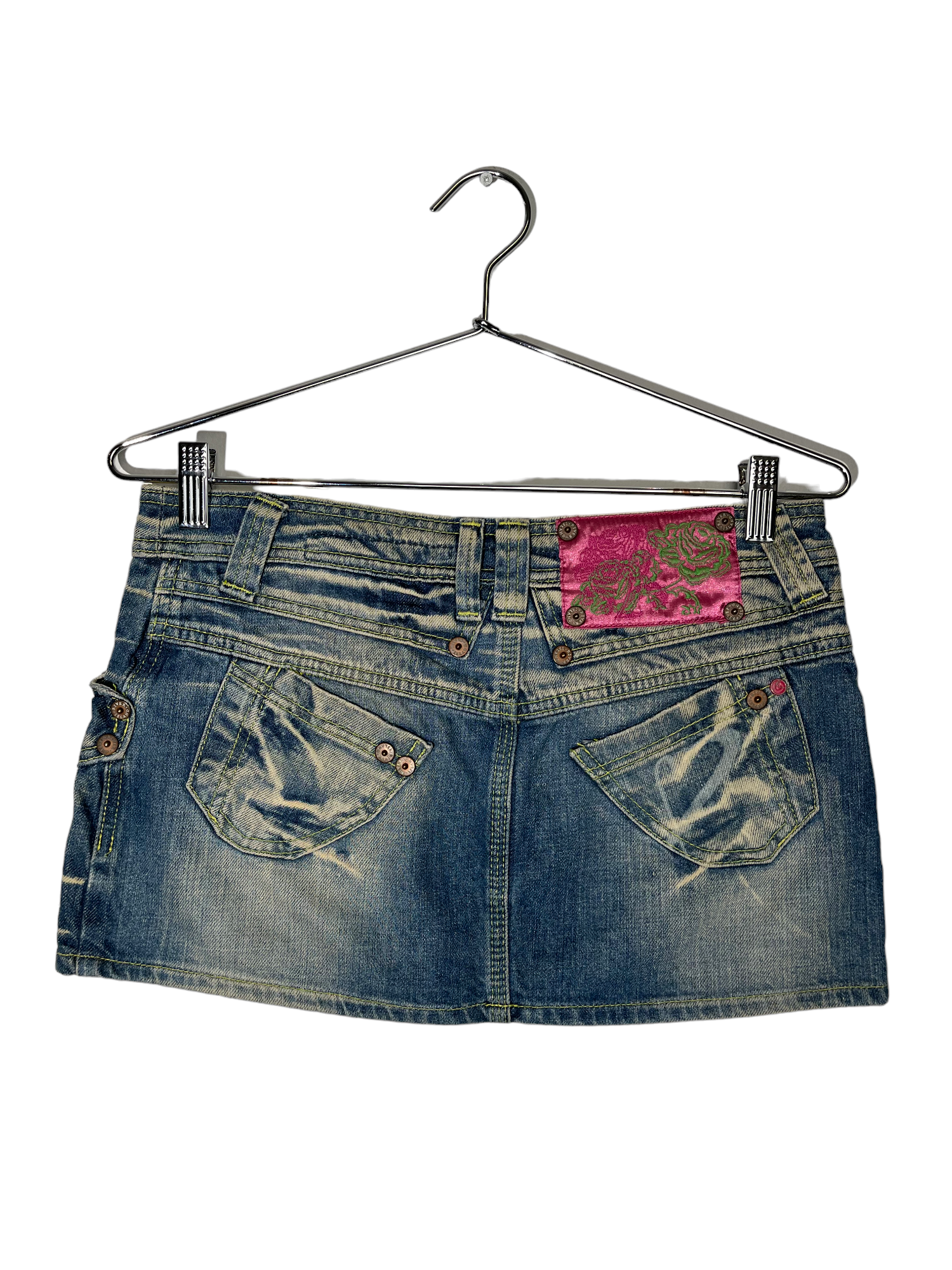 Denim Mini Skirt Flower Button