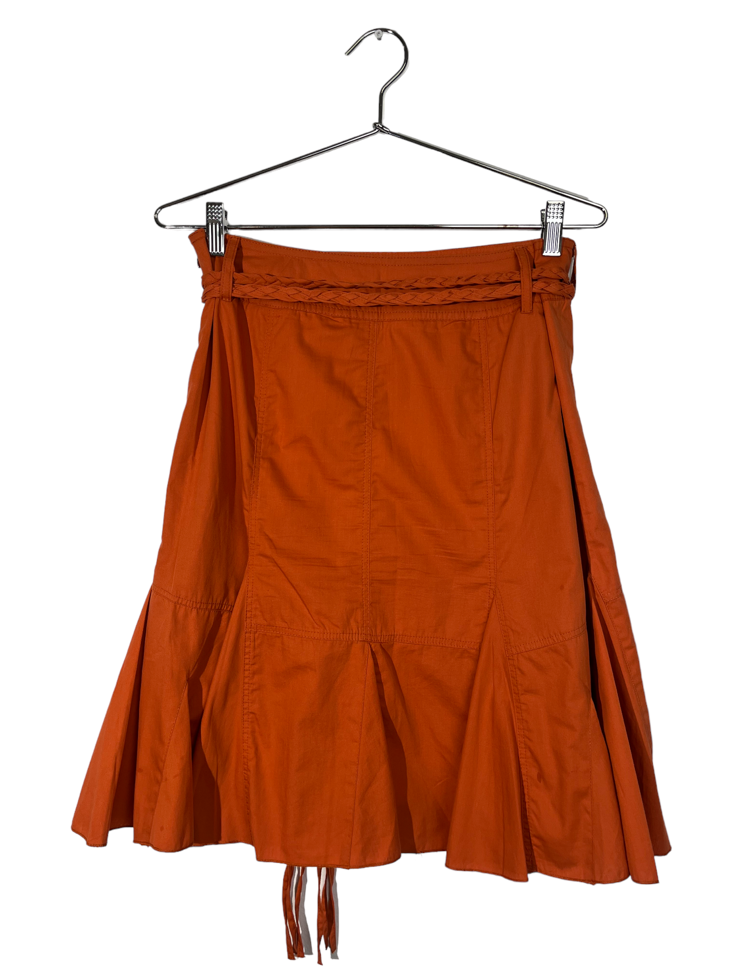 Orange Midi Skirt with Built in Belt