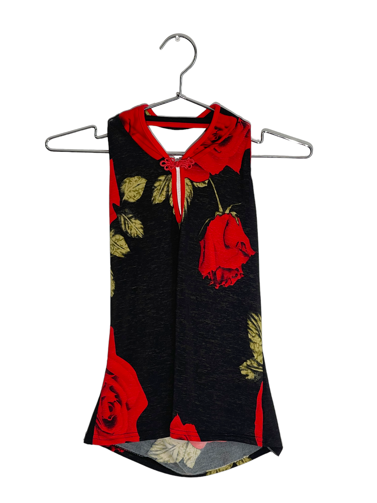 Cheongsam Top With Red Roses Print