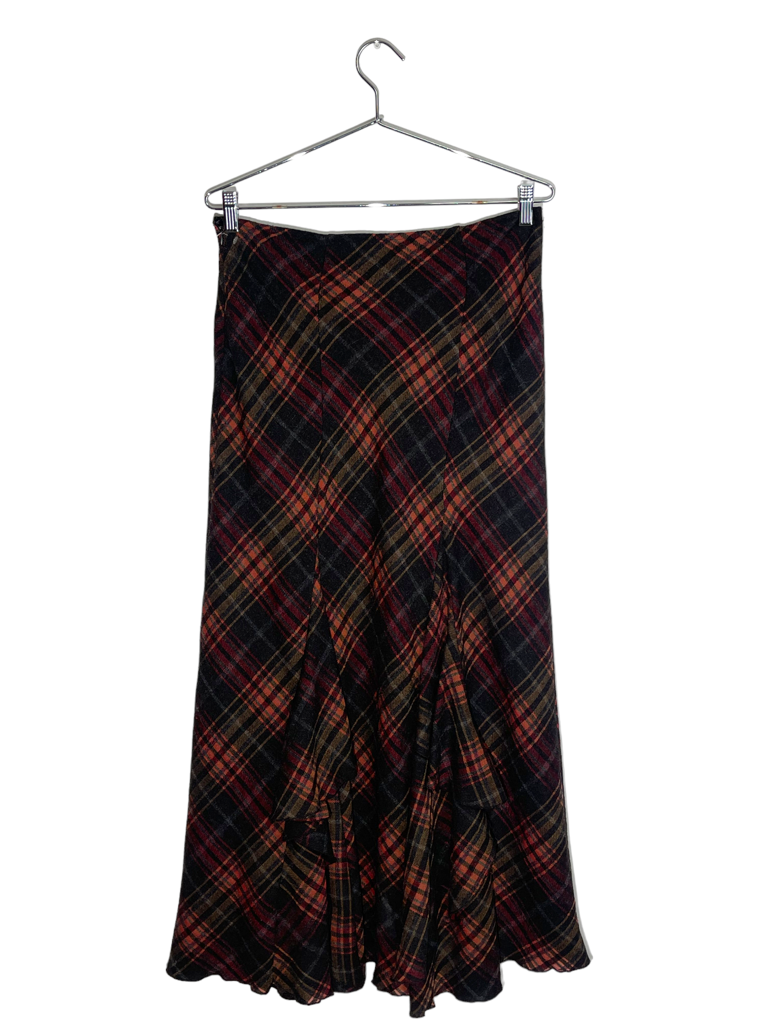 Plaid Ruffle Maxi Skirt