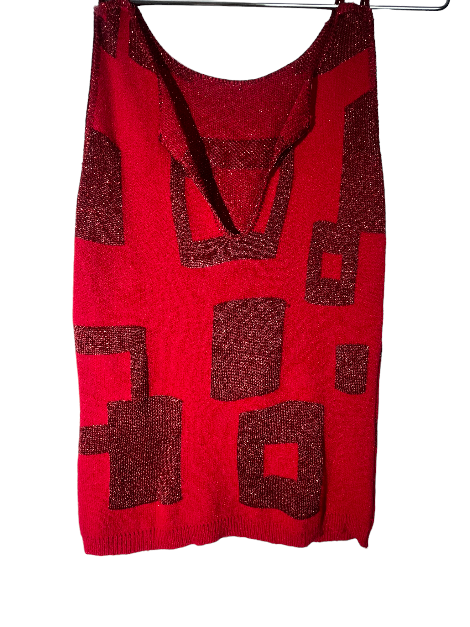 Red Square Pattern Tank Top