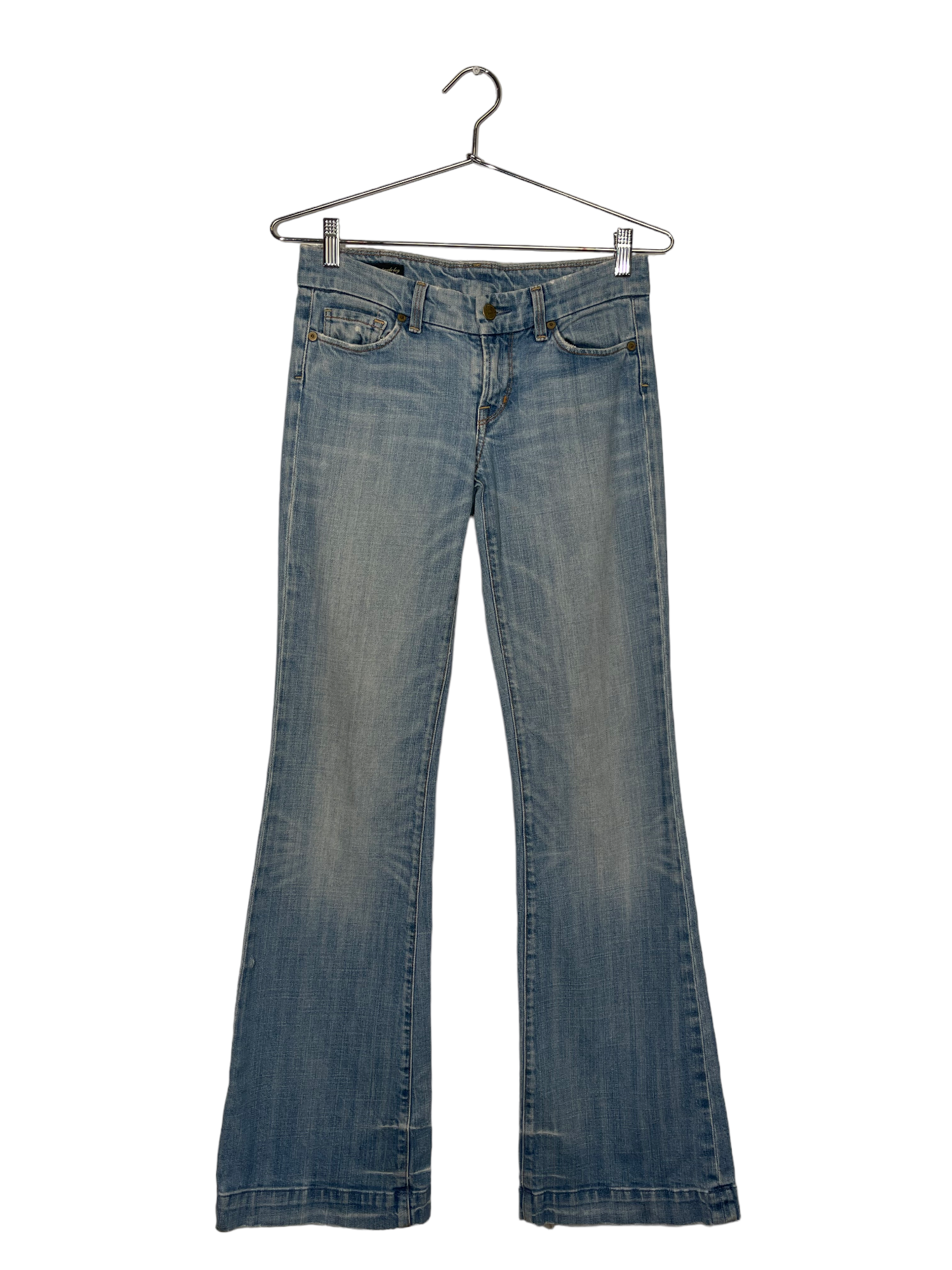 Denim Flare Jeans With Embellished Back Pockets