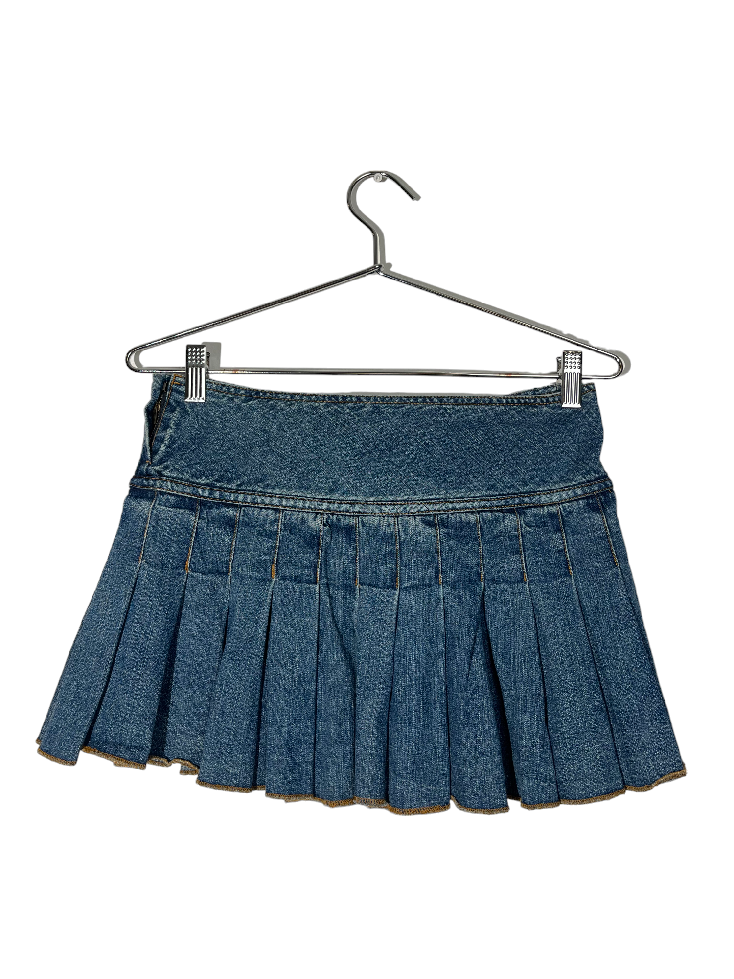 Mini Pleated Denim Skirt