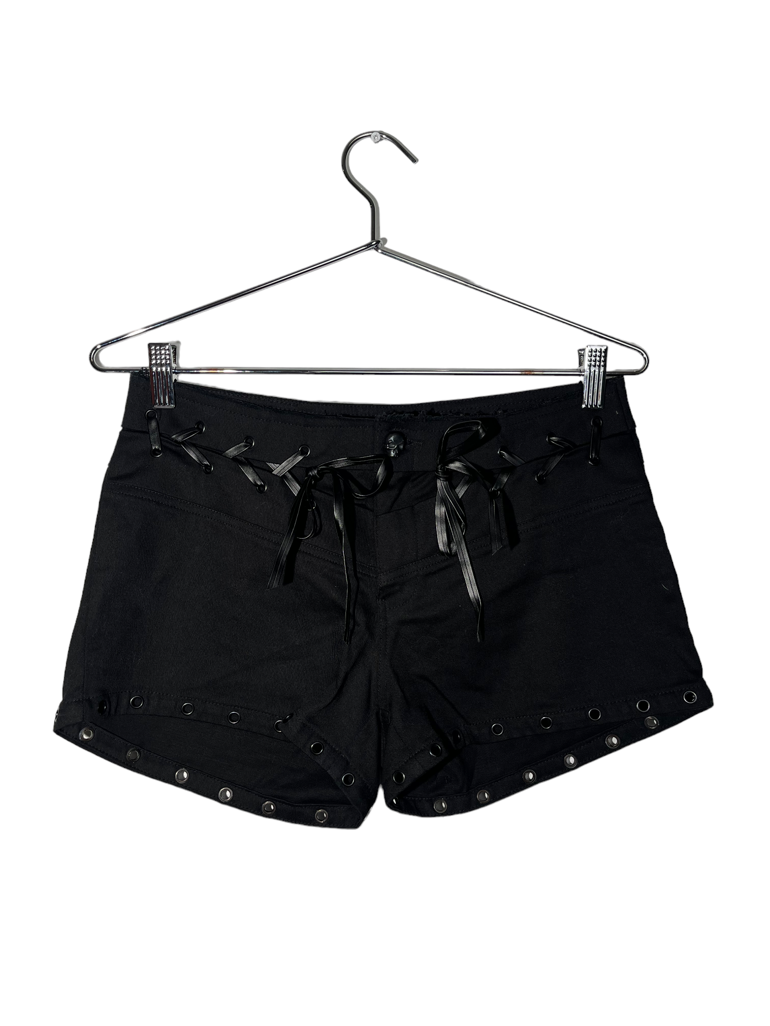 Mini Black Shorts Eyelet Lace Up Detailing