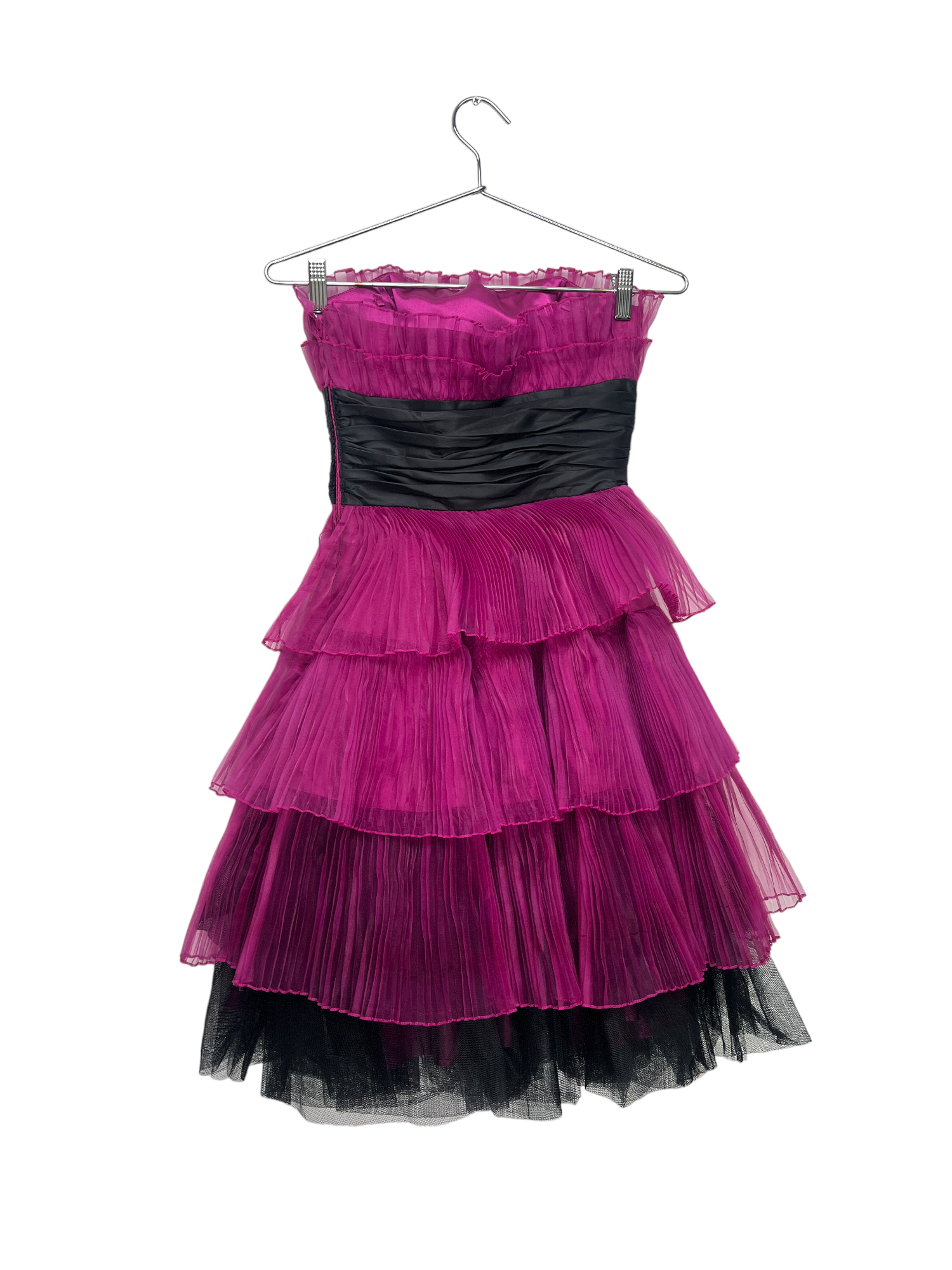 Raspberry Tulle Party Strapless Dress