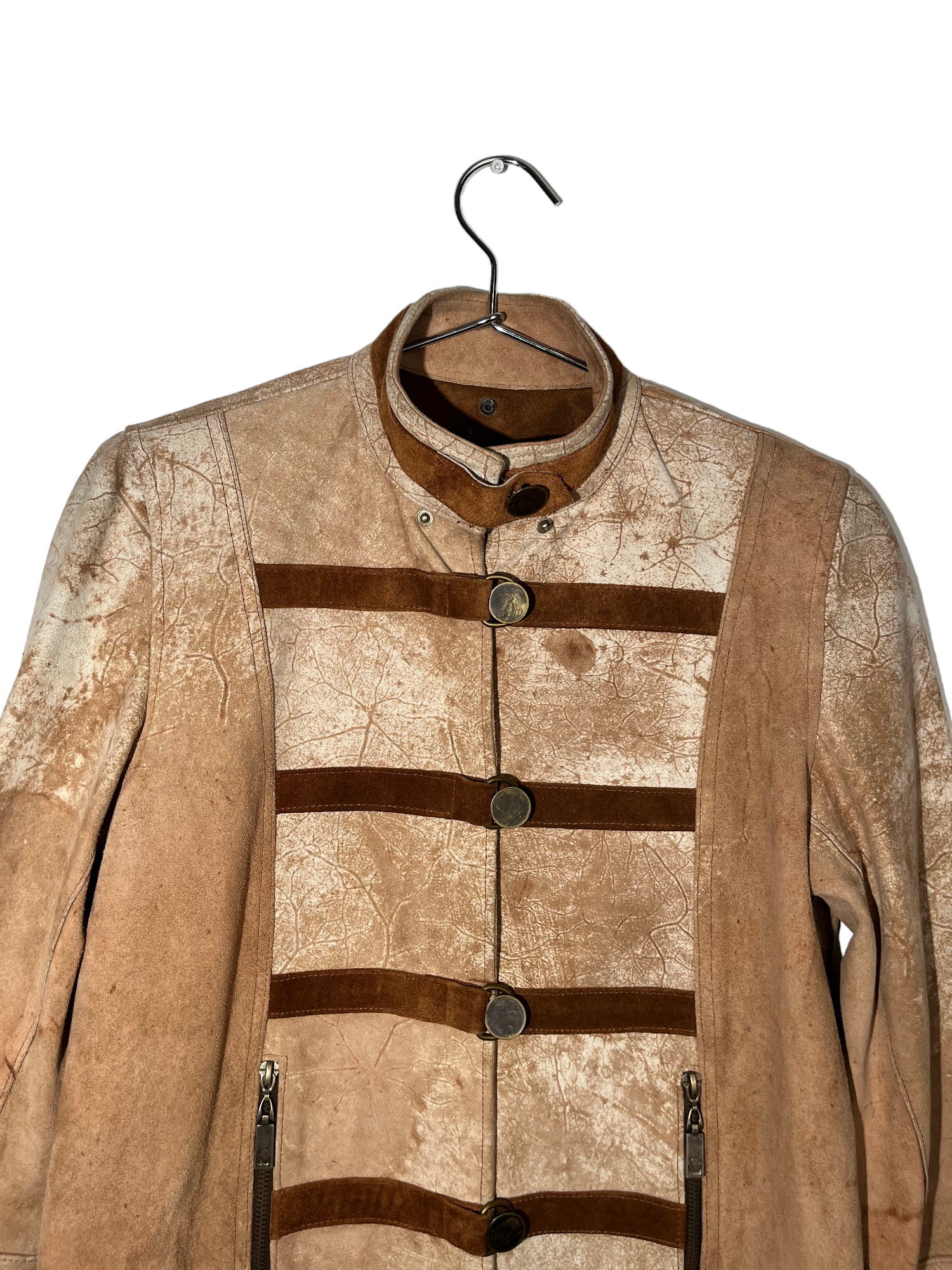 Chiarini Nude Brown Buttoned Leather Jacket