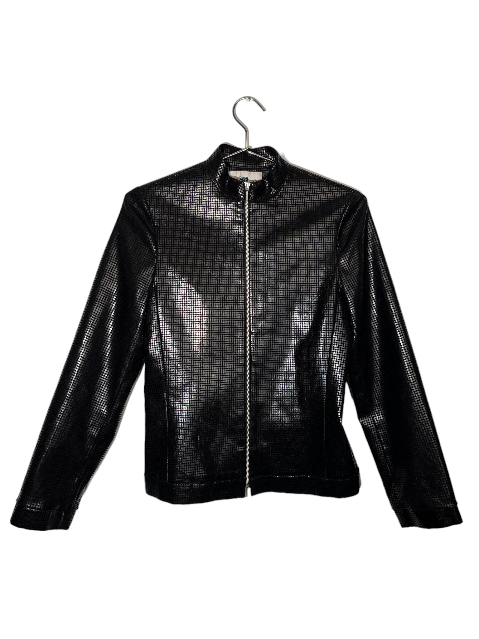 Black Shiny Zip Up Jacket