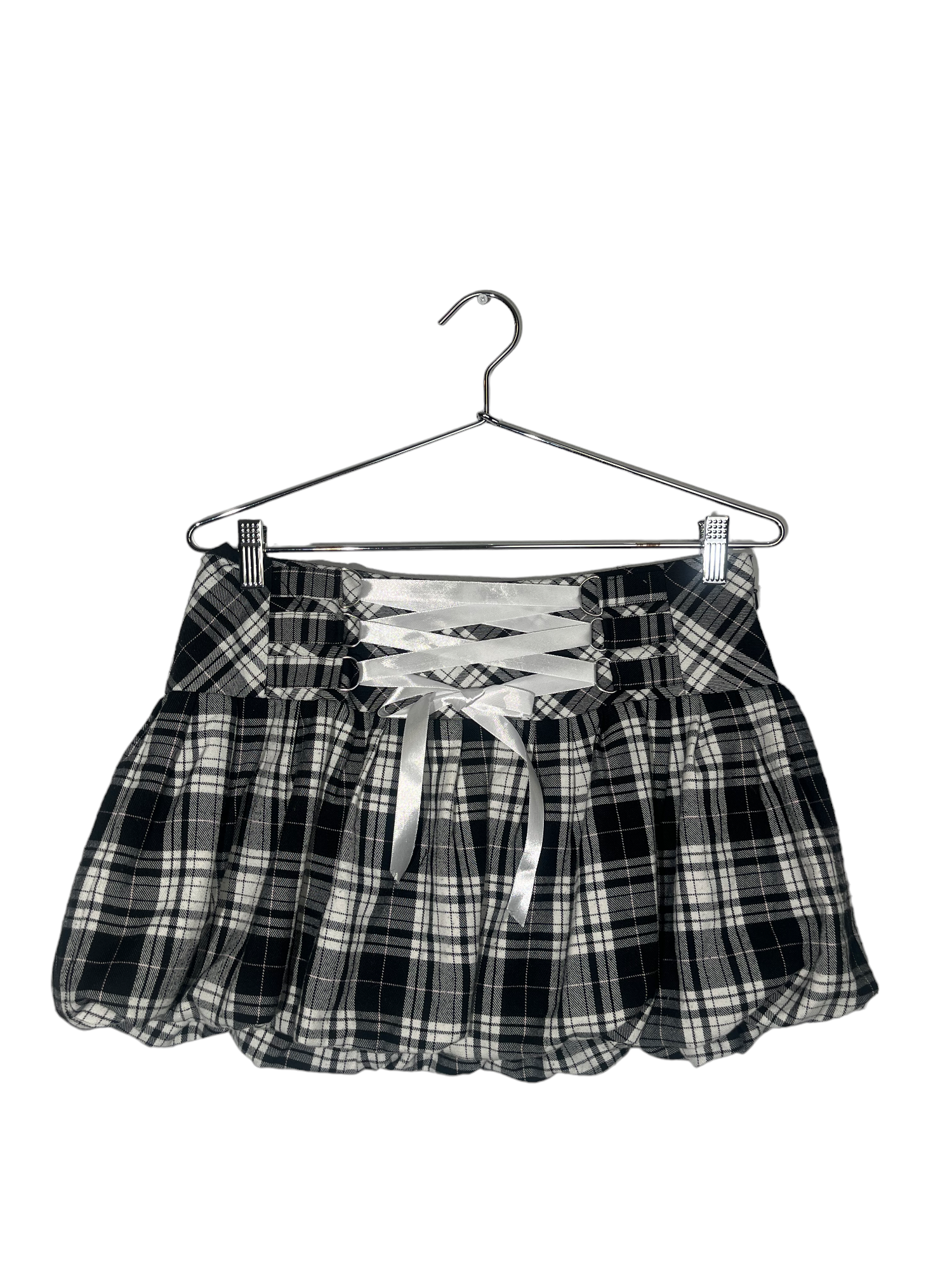 Parachute Lace Plaid Mini Skirt