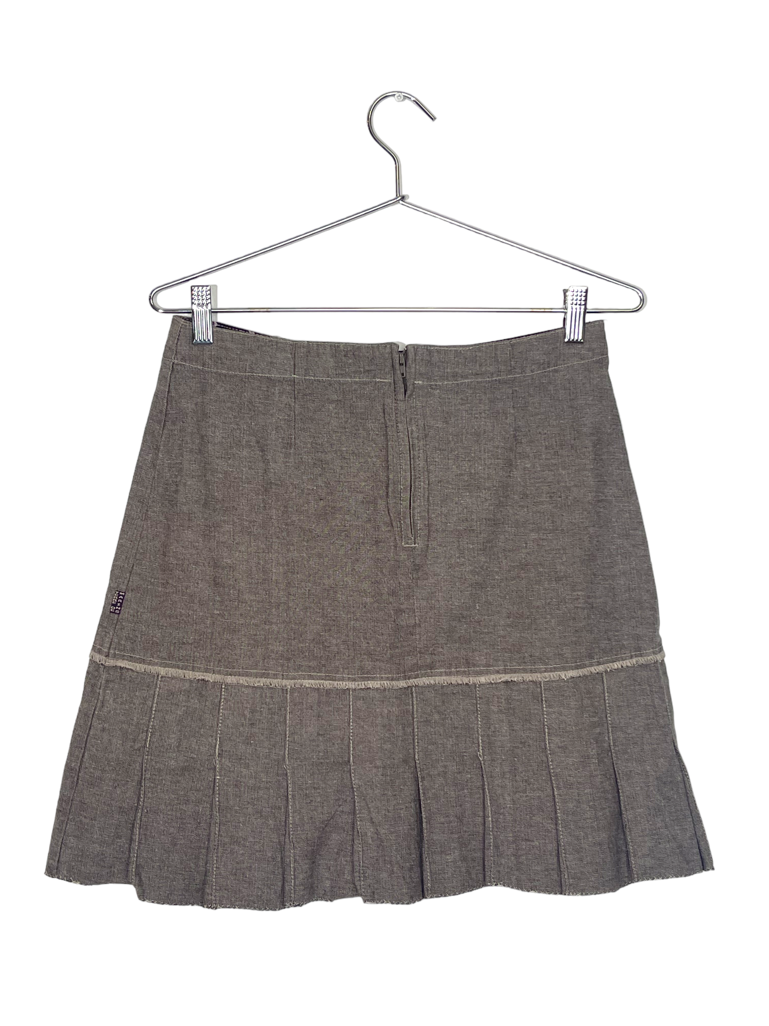 Gray Denim Pleated Skirt