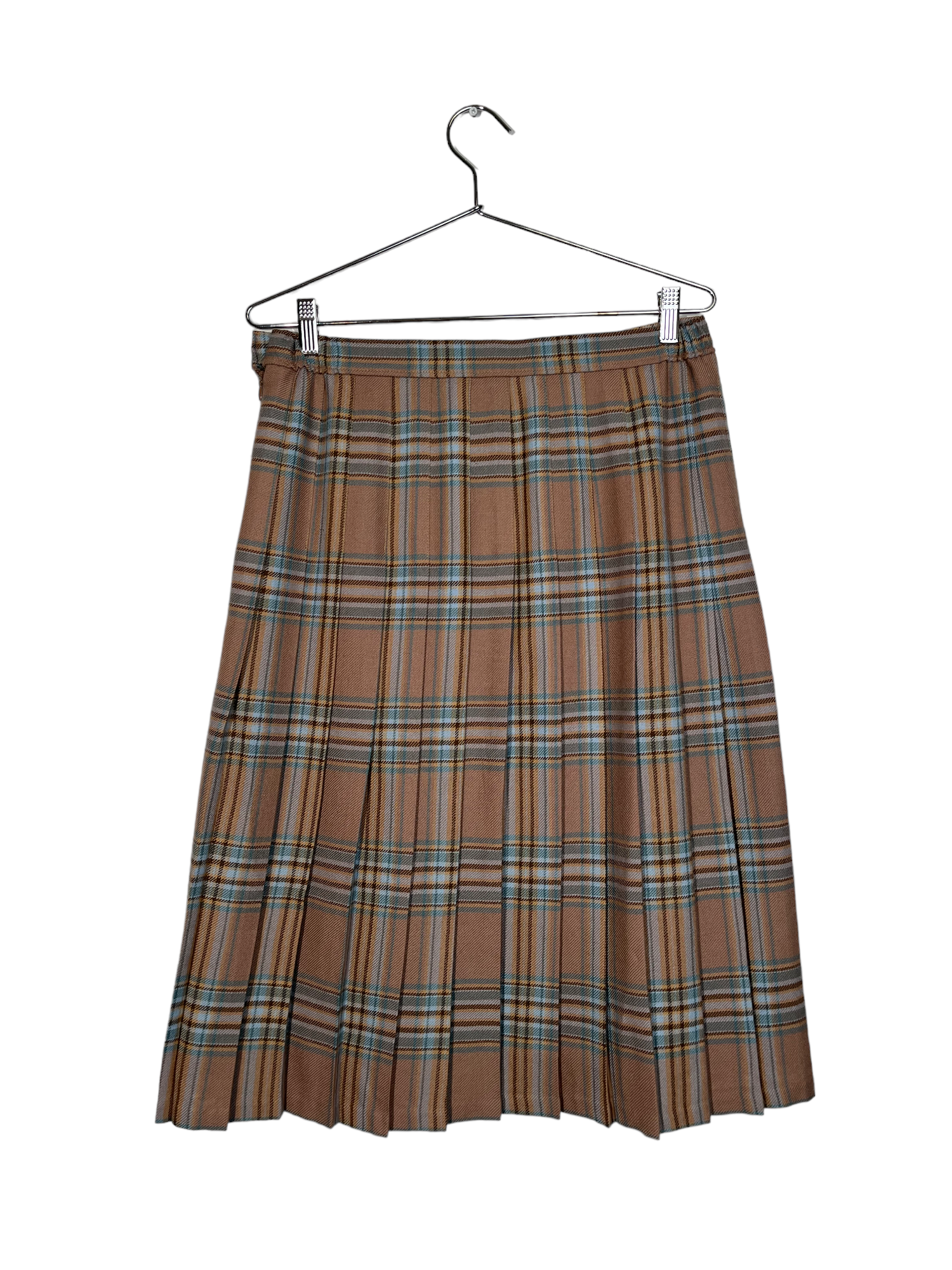 Nude & Blue Plaid Skirt