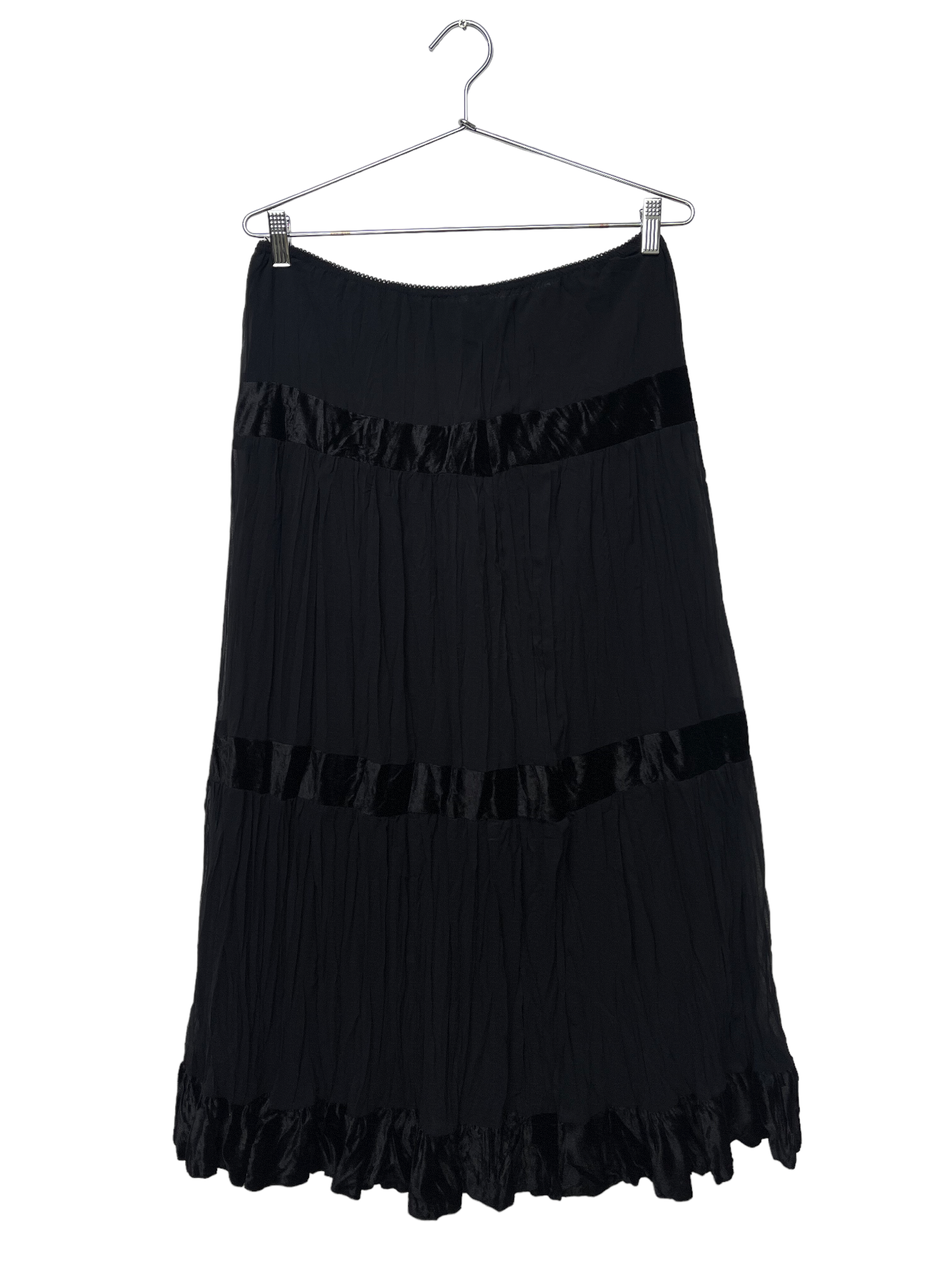 Sheer & Velvet Black Maxi Skirt