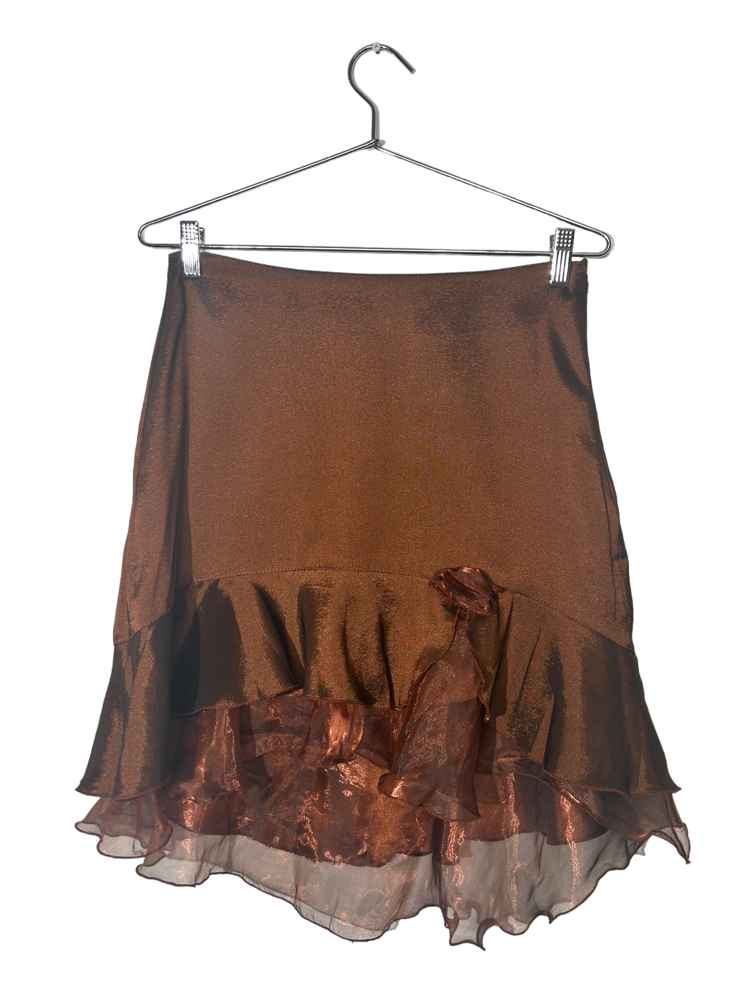Brown Iridescent Floral Mesh Skirt