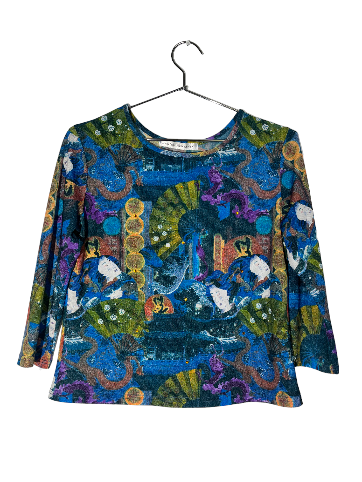 Blue Multi Patterned Quarter Sleeve Top