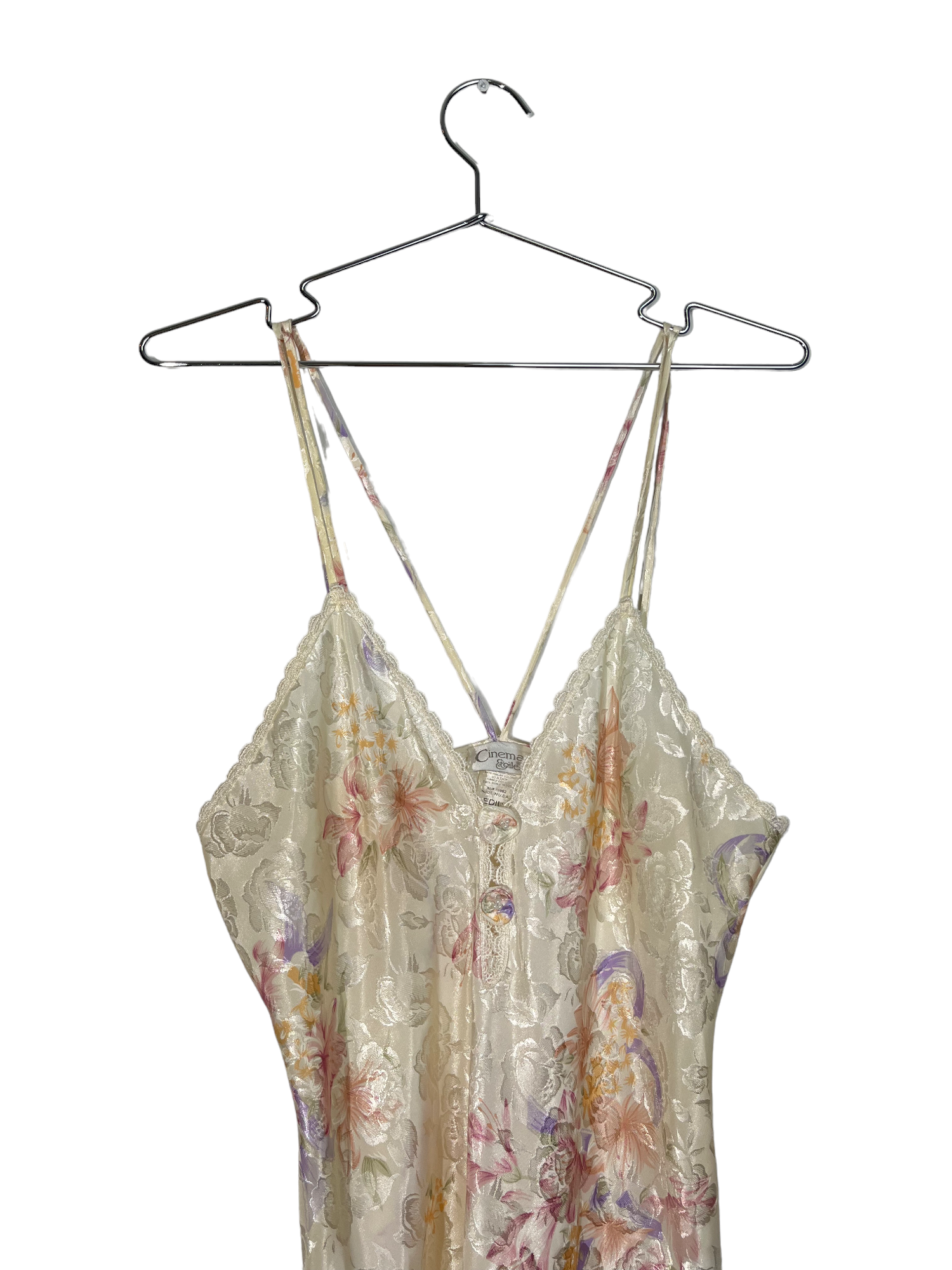 Cream Floral Lacy Slip Dress