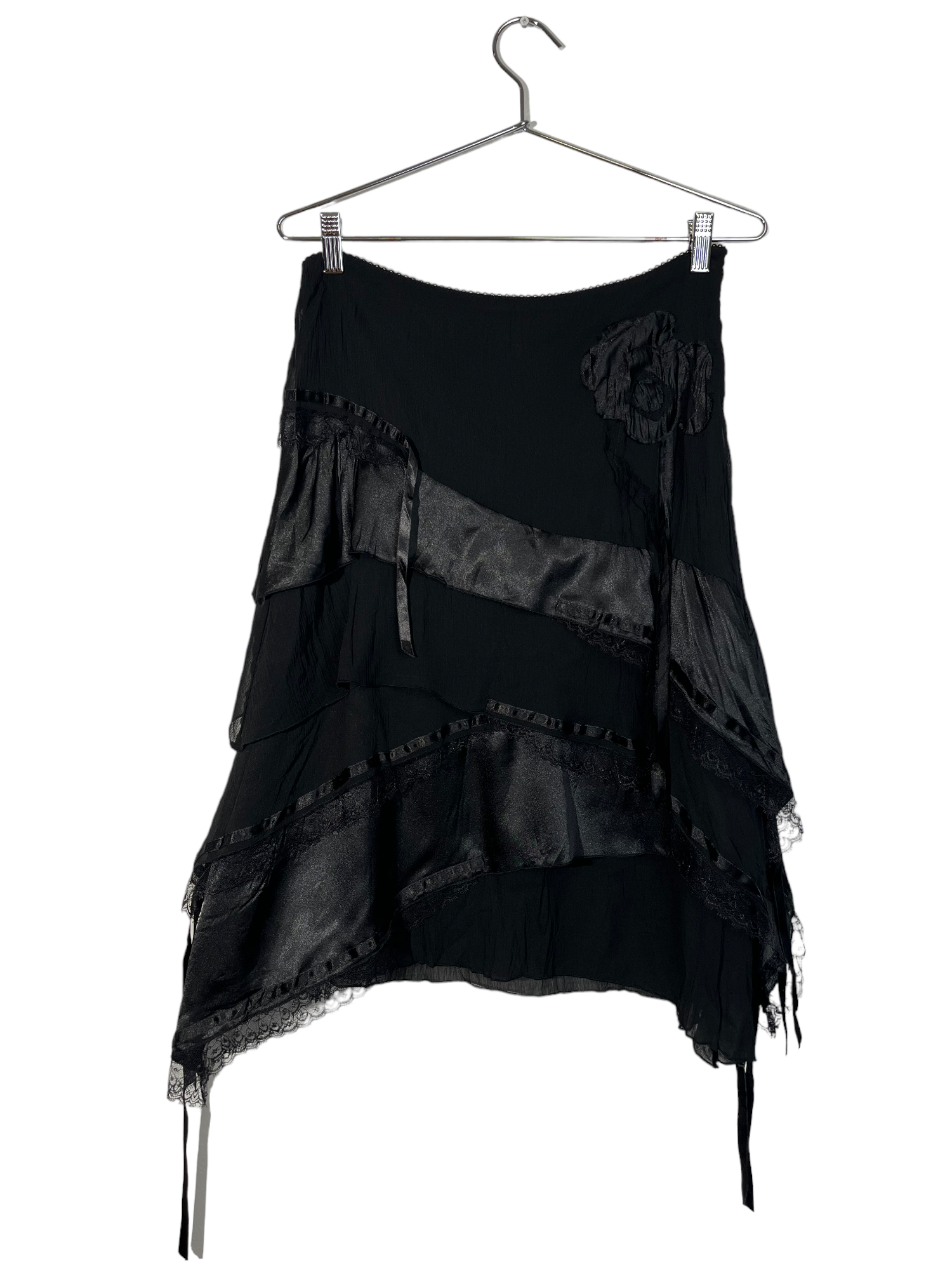 CNB Multi Textured Black Midi Skirt
