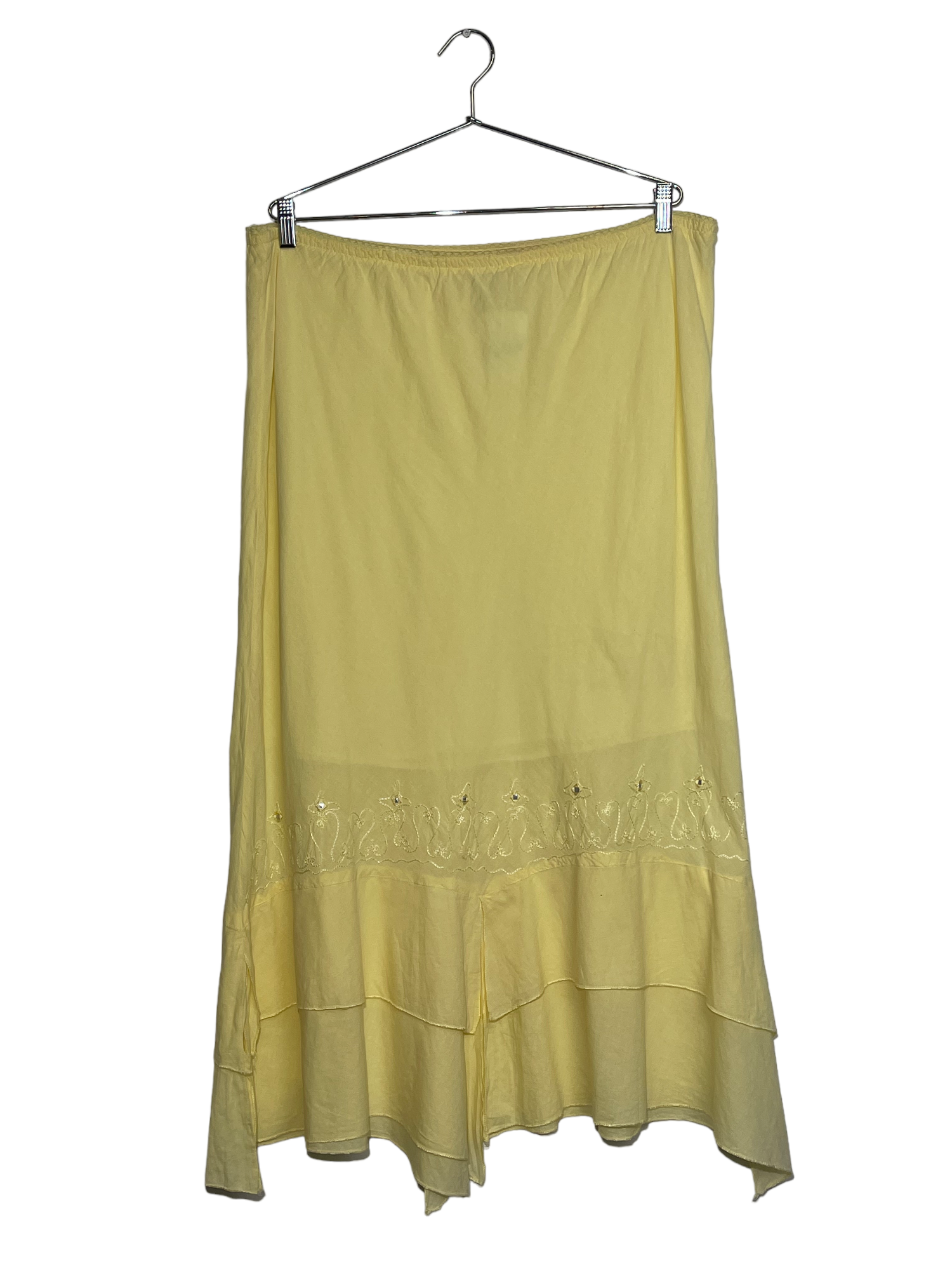 Pastel Yellow Embellished Trim Skirt