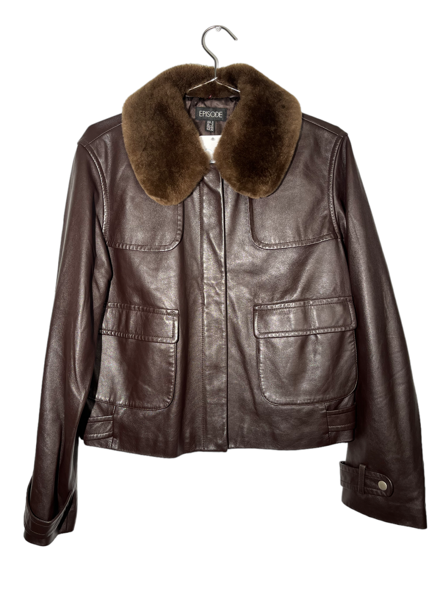 Brown Leather Jacket Fur Trim