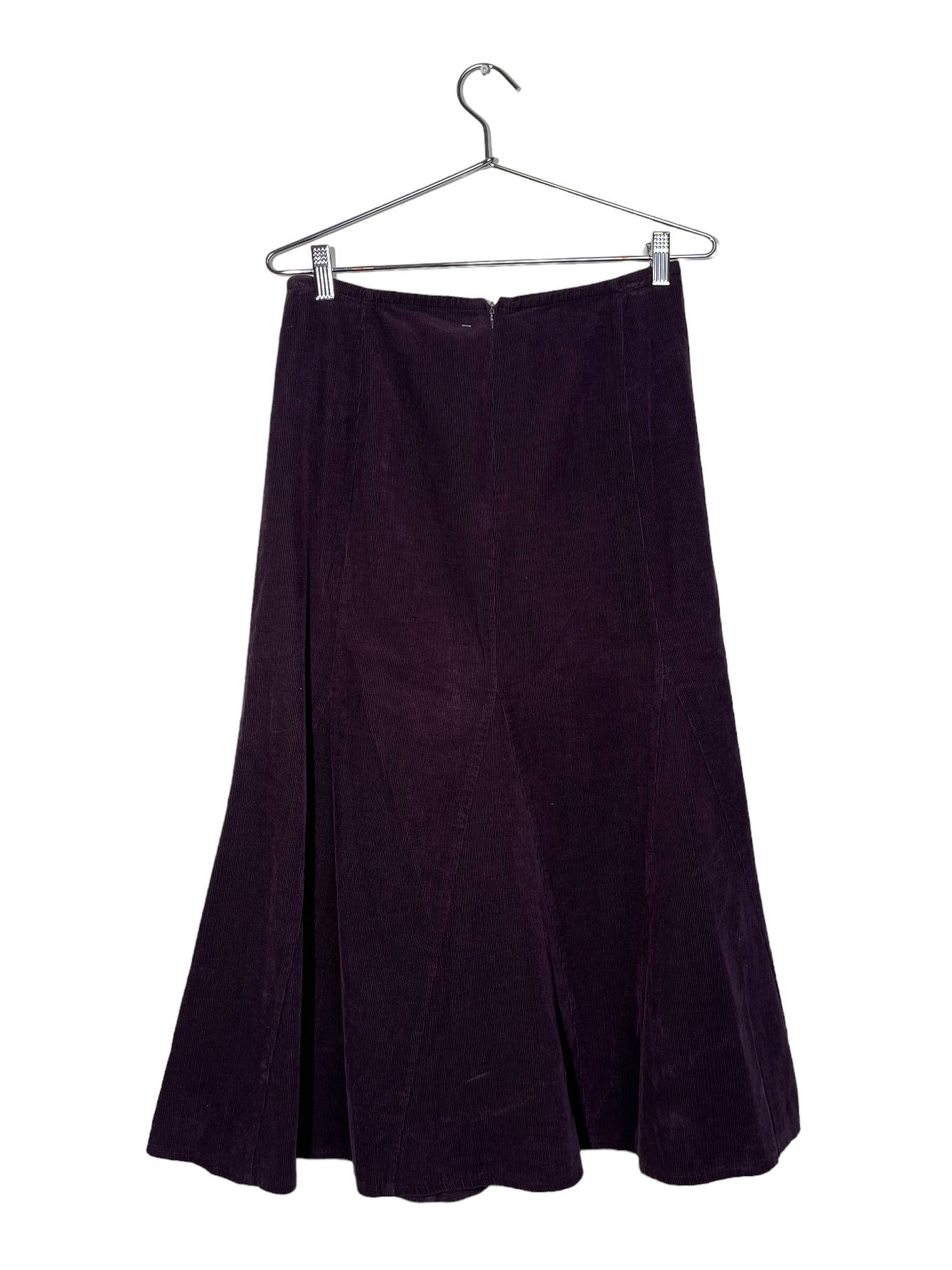 Purple Corduroy Floral Midi Skirt