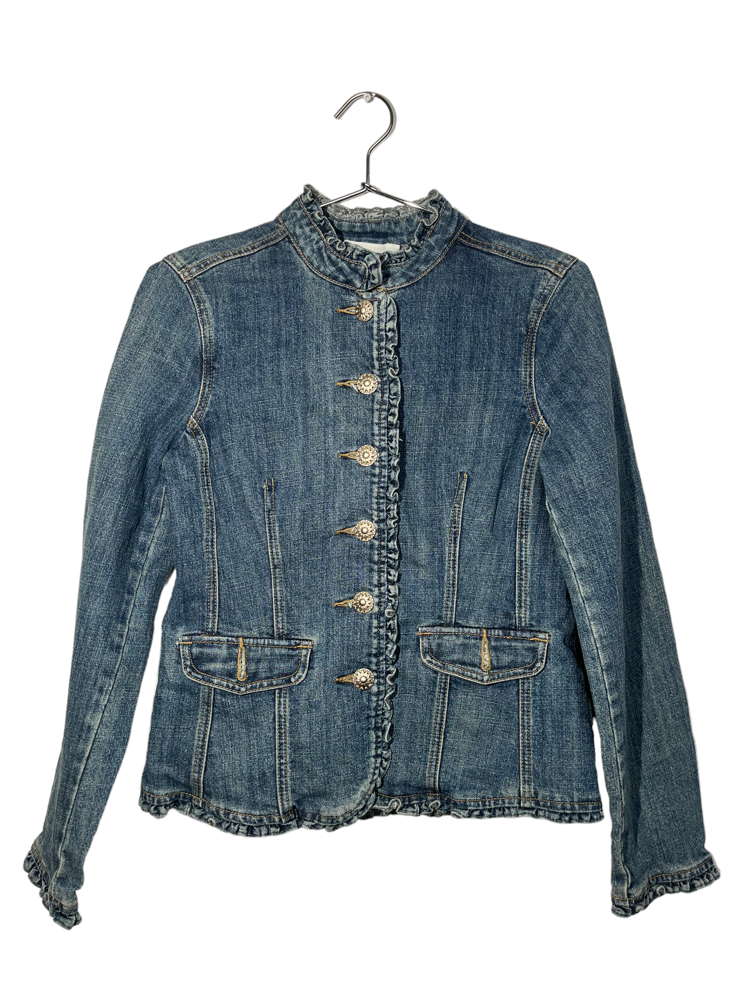 Denim Silver Buttoned Jacket