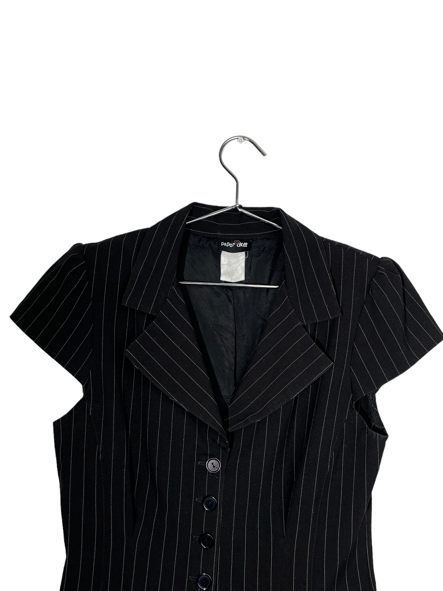 Black Short Sleeved Blazer Top