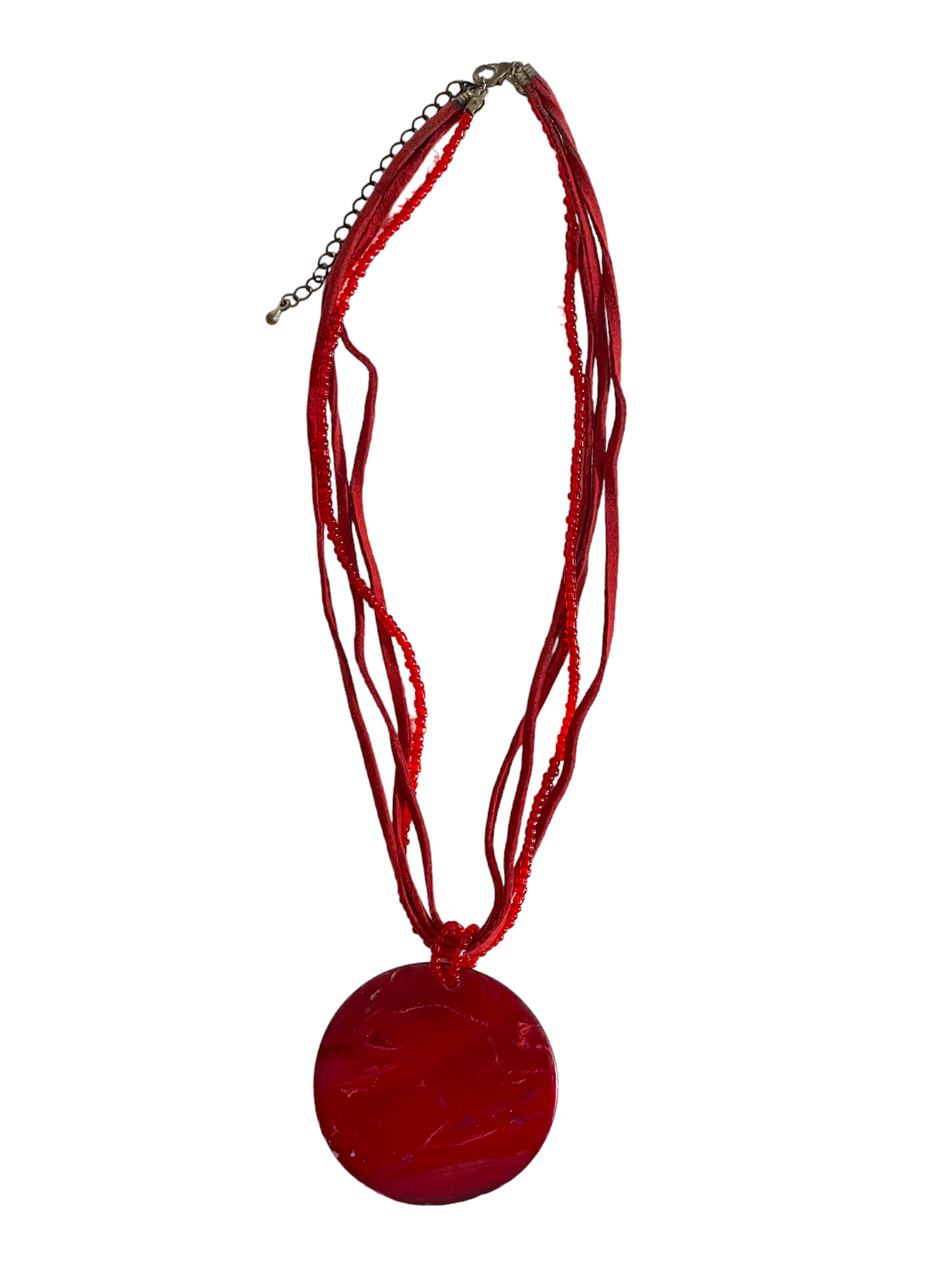 Red Beads & Pendant Necklace