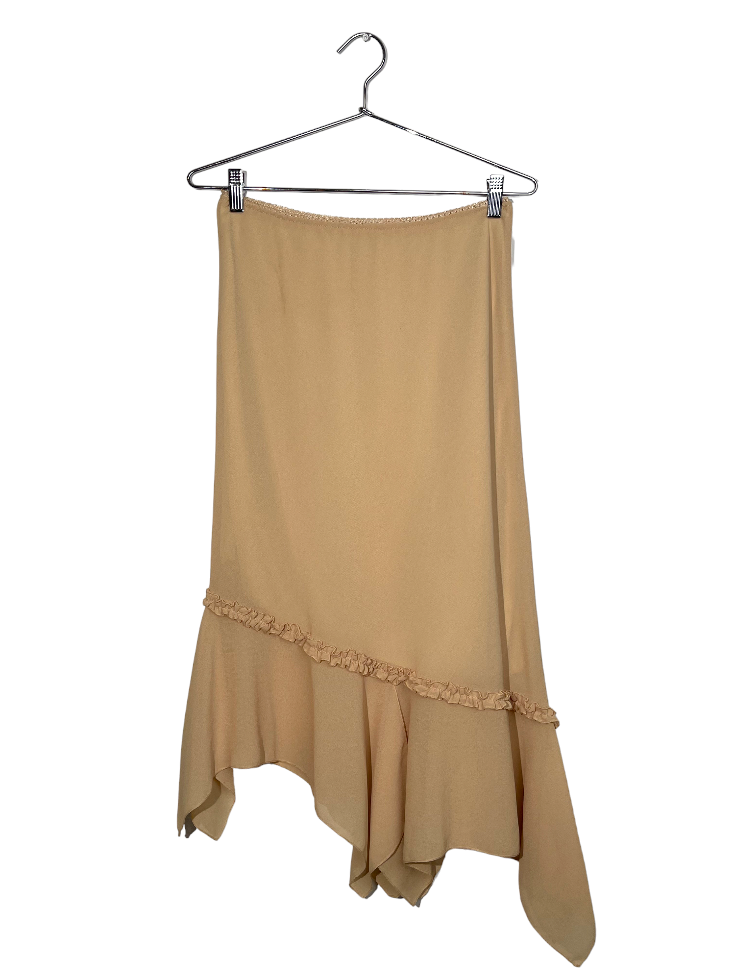 Cream Ruffle Asymmetrical Maxi Skirt