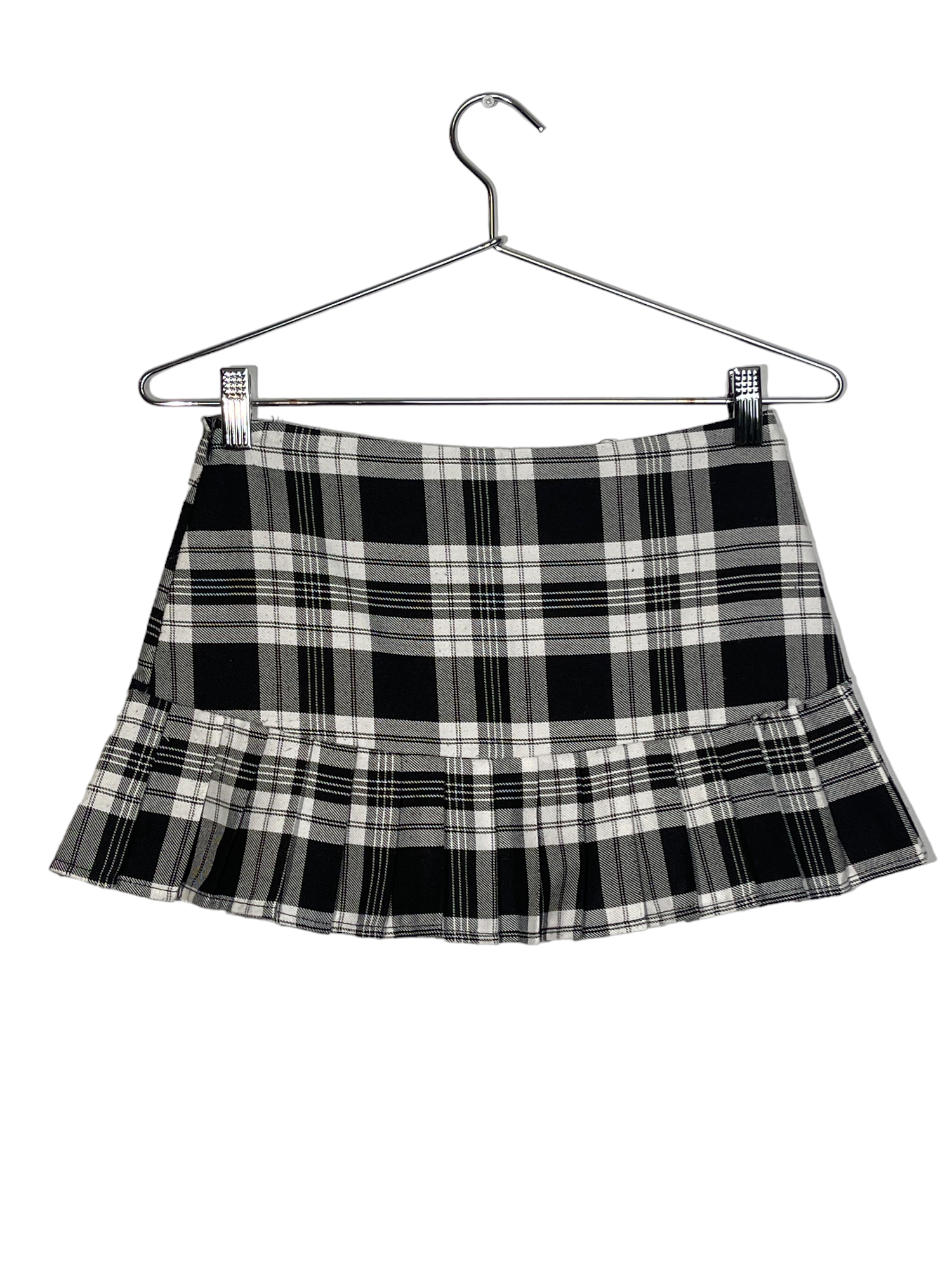 B&W Plaid Mini Skirt With Rhinestones