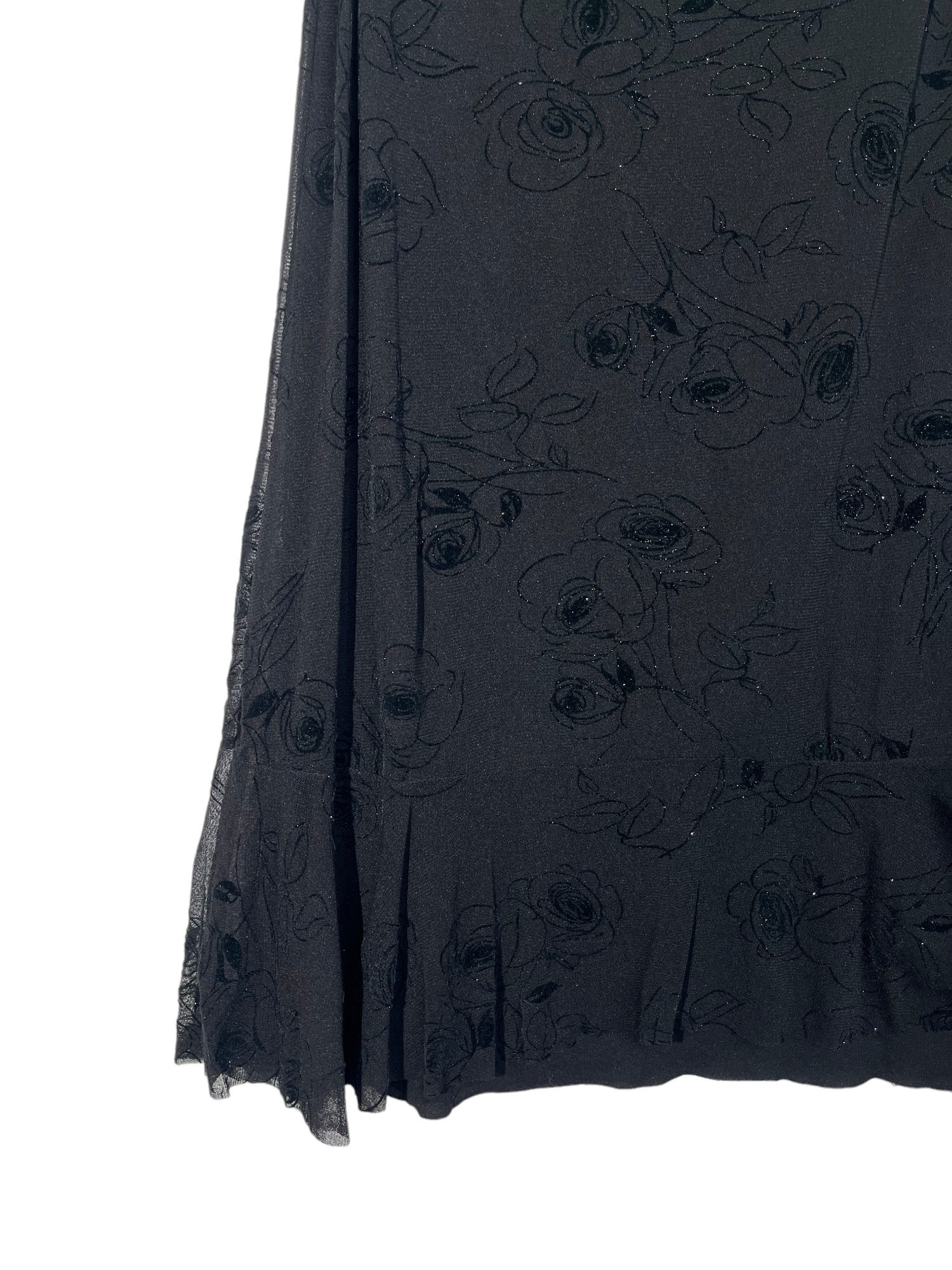 Black Flower Patterned Maxi Skirt