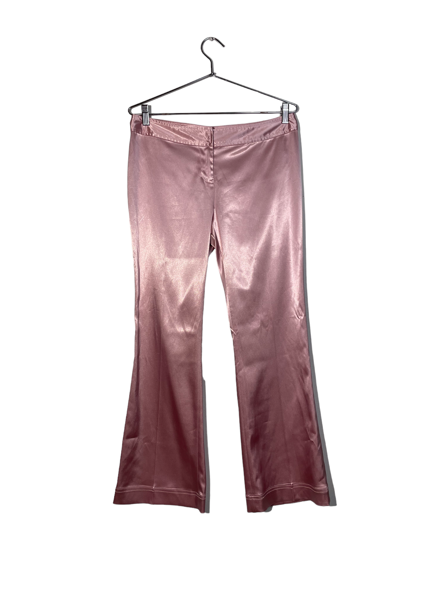 Pink Metallic Flare Leg Pants