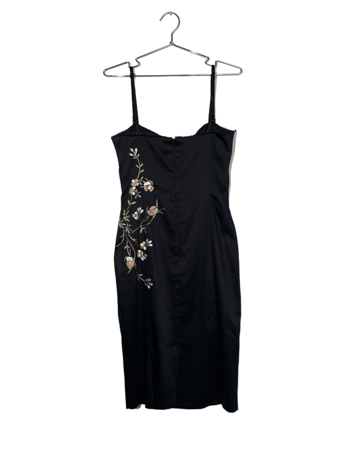 Warehouse Floral Embroidered Black Dress