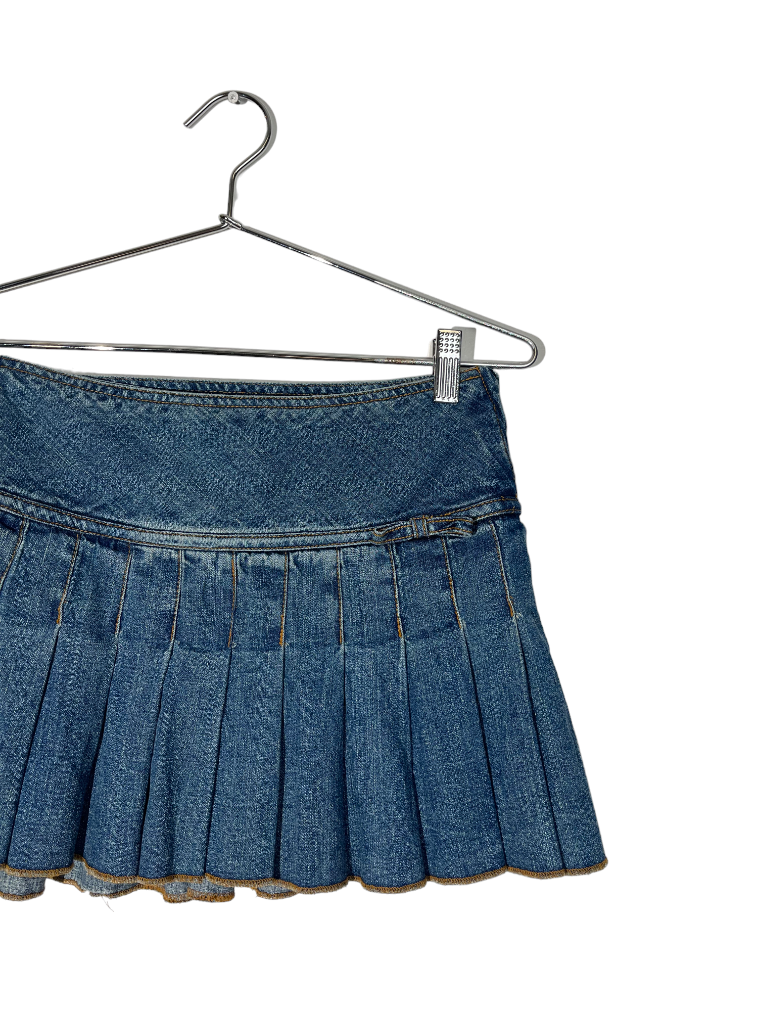 Mini Pleated Denim Skirt