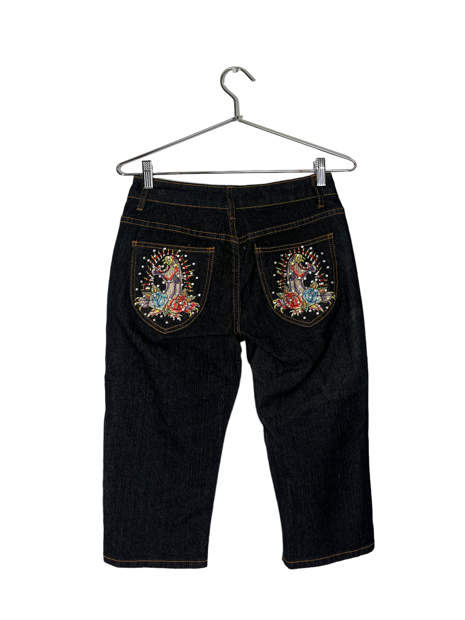 Denim Capris with Bedazzle & Embroidery