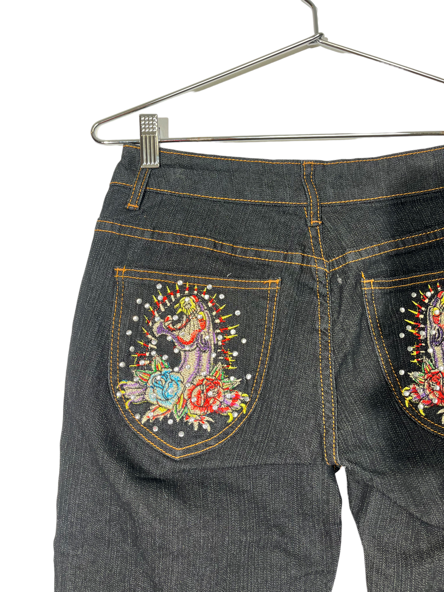 Denim Capris with Bedazzle & Embroidery