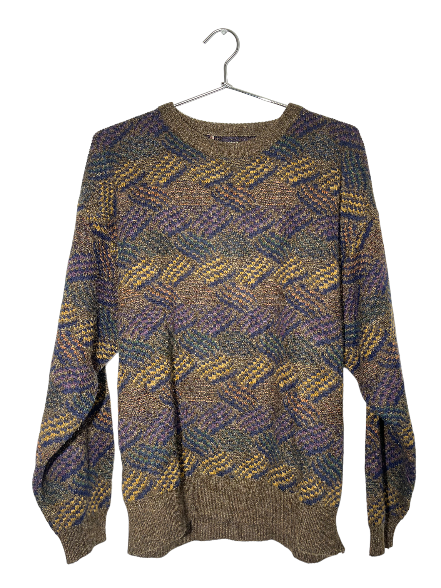 Multi Patterned Crew Neck Sweater