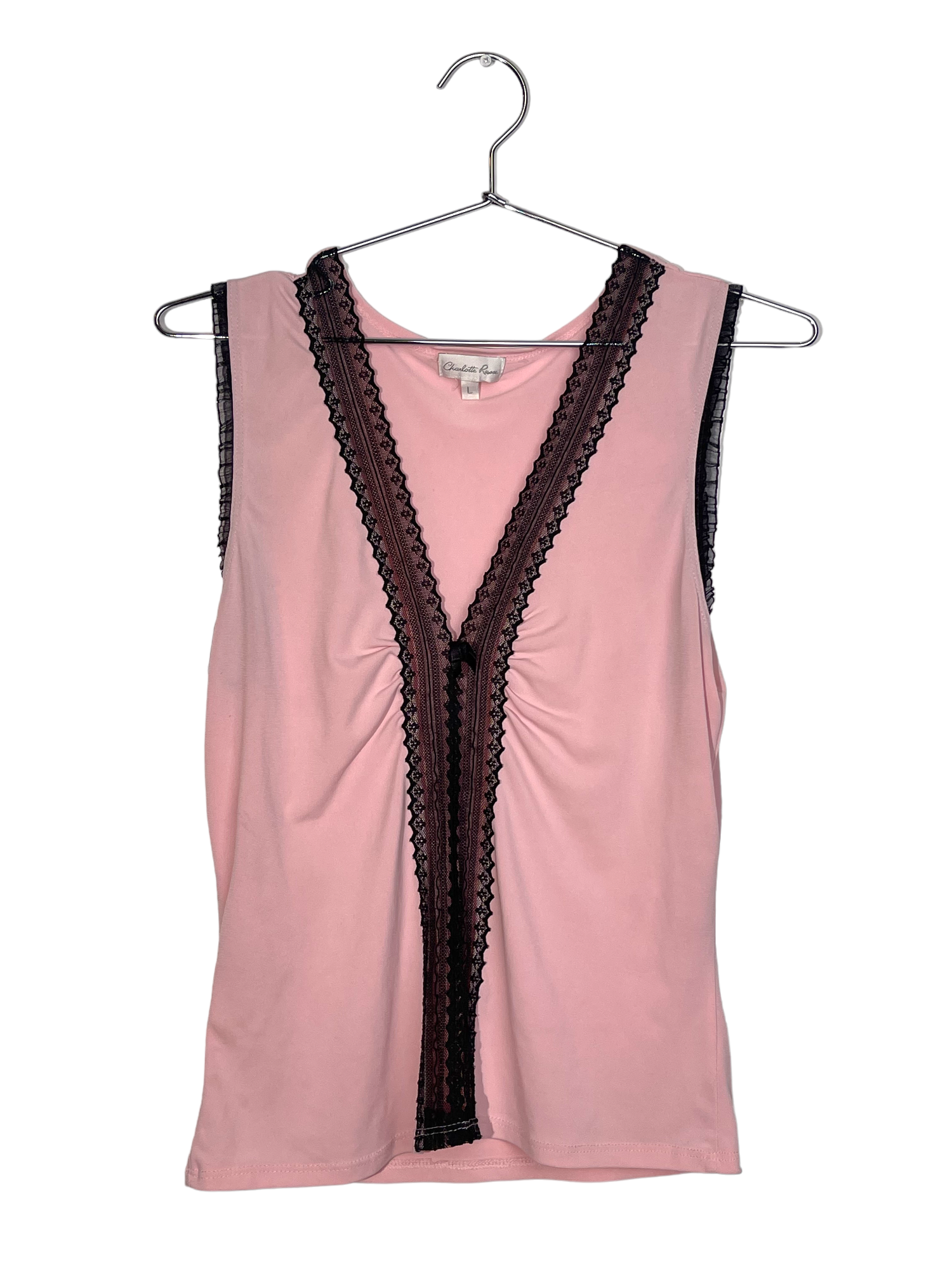 Pink And Black Lace Tank