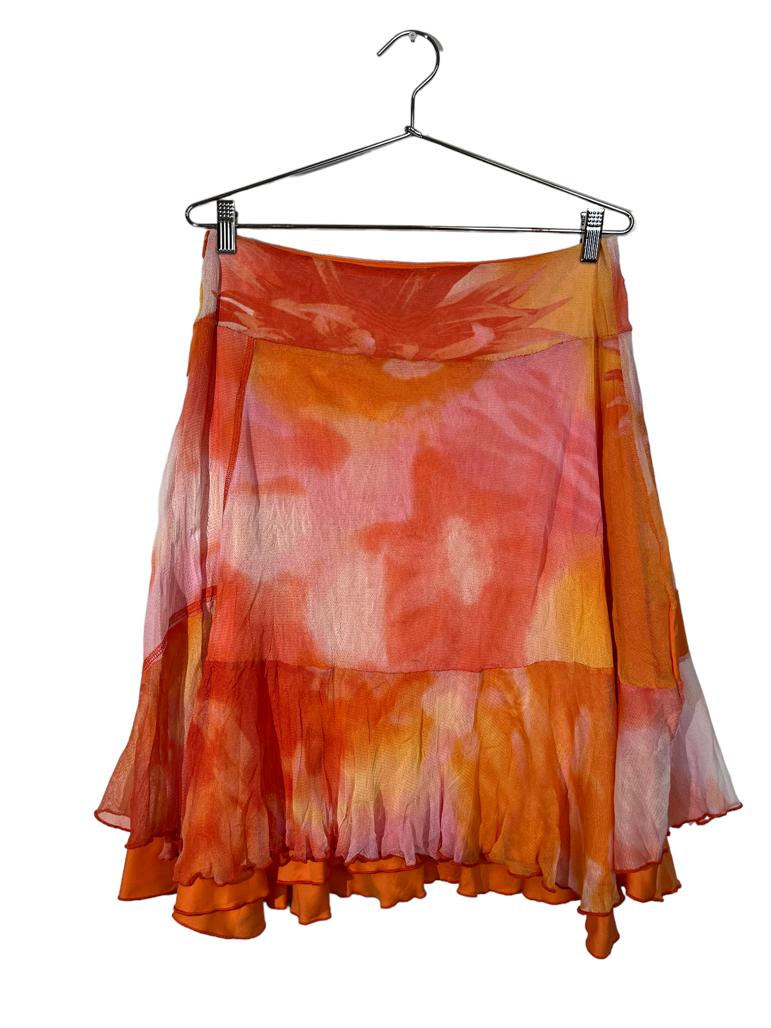 Orange & Pink Patchwork Midi Skirt